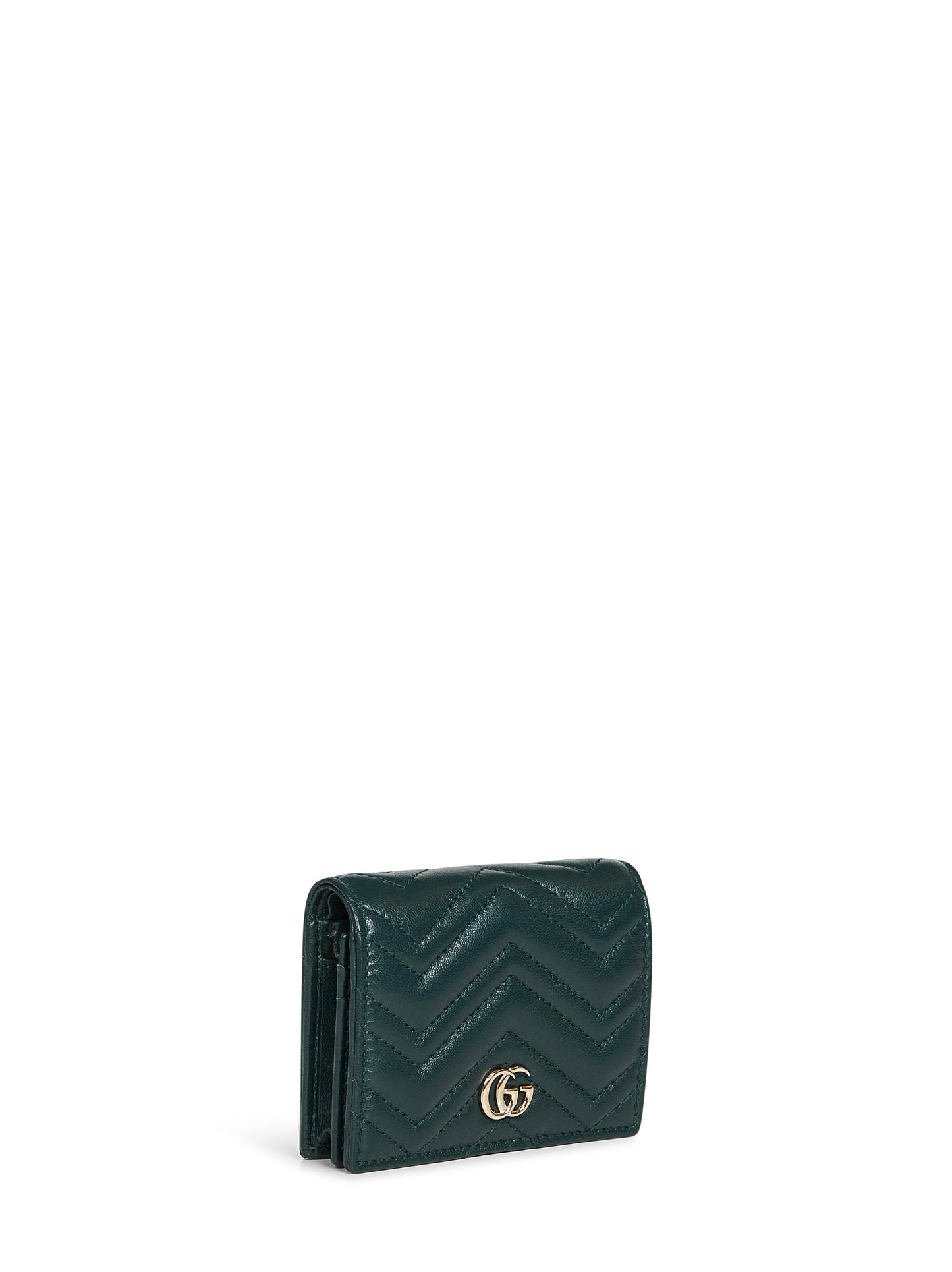 Gucci Women Green Gg Marmont Card Case Wallet