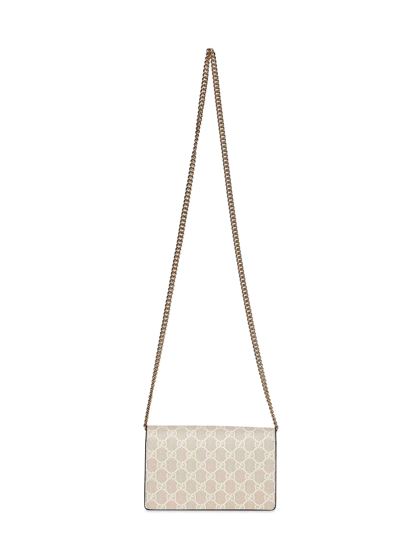 Gucci Women Beige And White Gg Marmont Wallet On Chain GUCCI