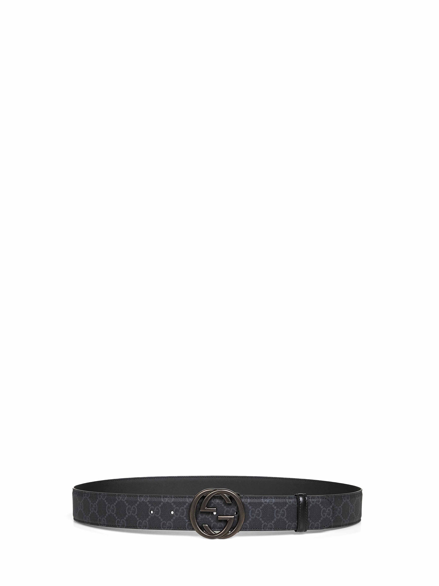 Gucci Men Black Gg Supreme Canvas Belt With Interlocking G Buckle GUCCI