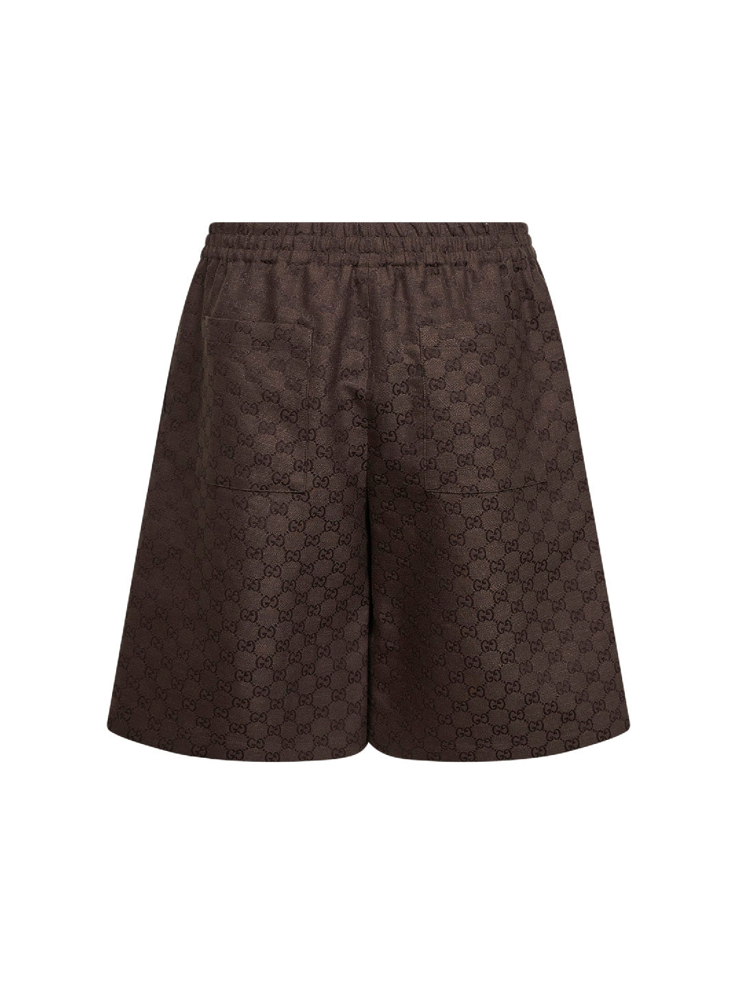 Gucci Men Brown Linen Blend Gg Canvas Shorts GUCCI