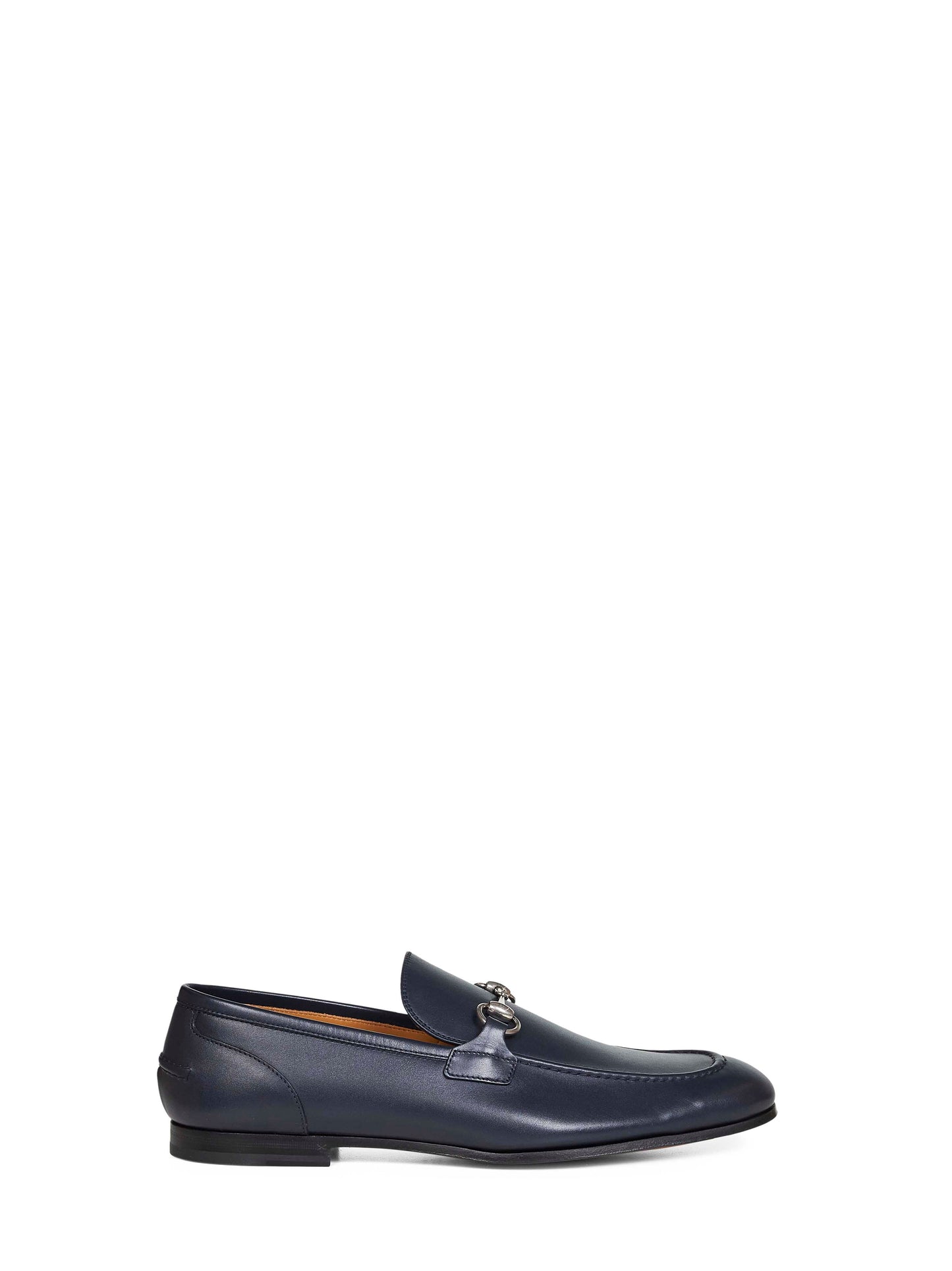 Gucci Men Dark Blue Leather Gucci Jordaan Loafers GUCCI