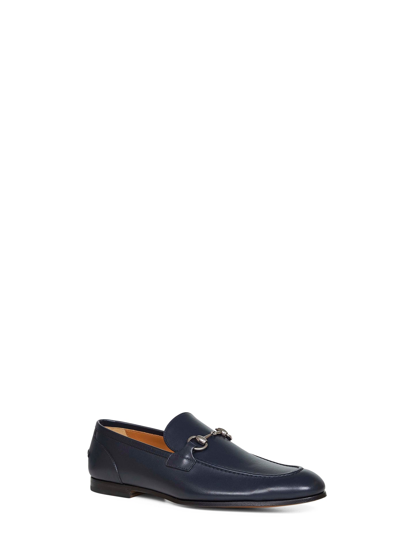 Gucci Men Dark Blue Leather Gucci Jordaan Loafers GUCCI