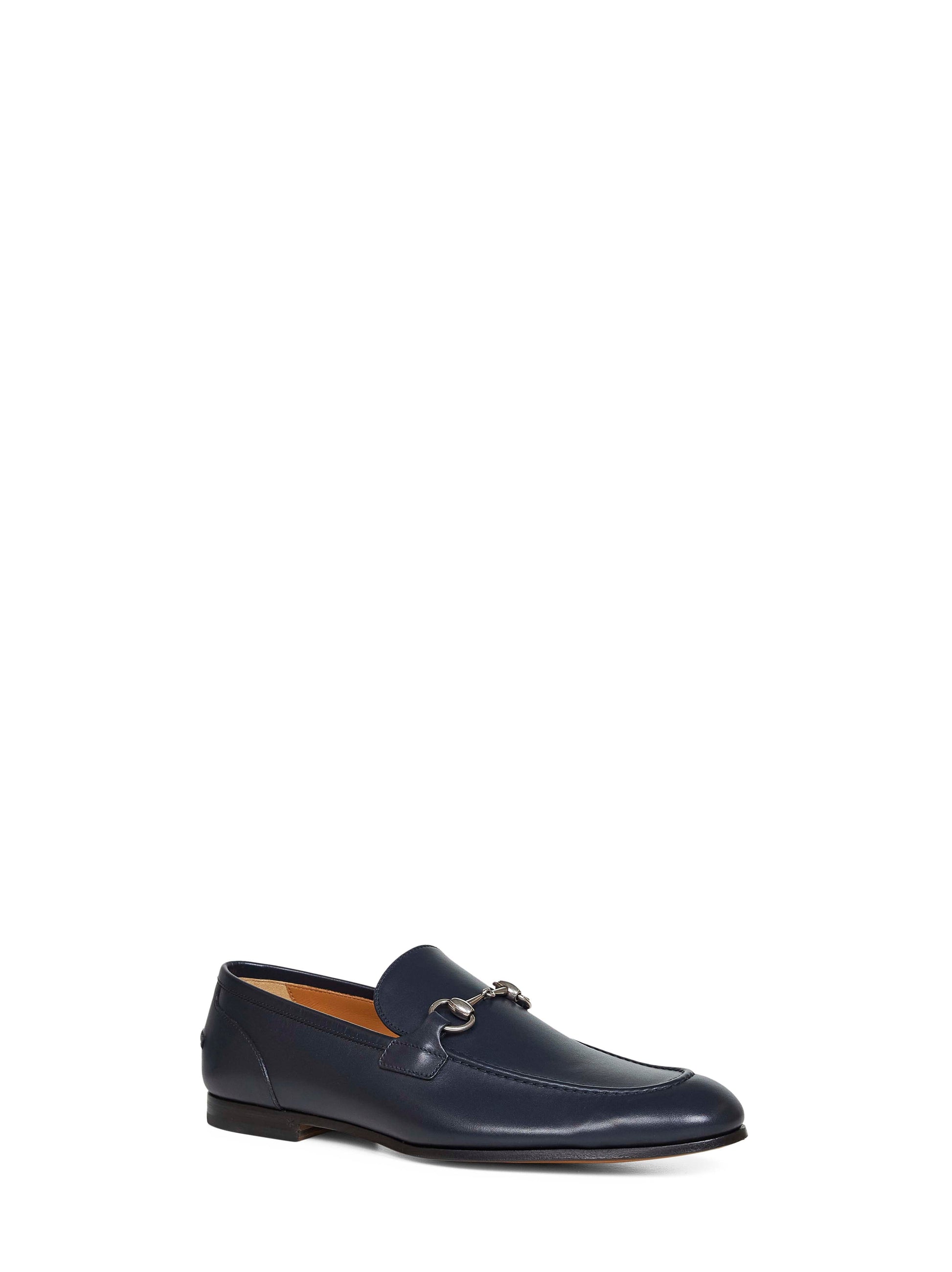 Gucci Men Dark Blue Leather Gucci Jordaan Loafers GUCCI