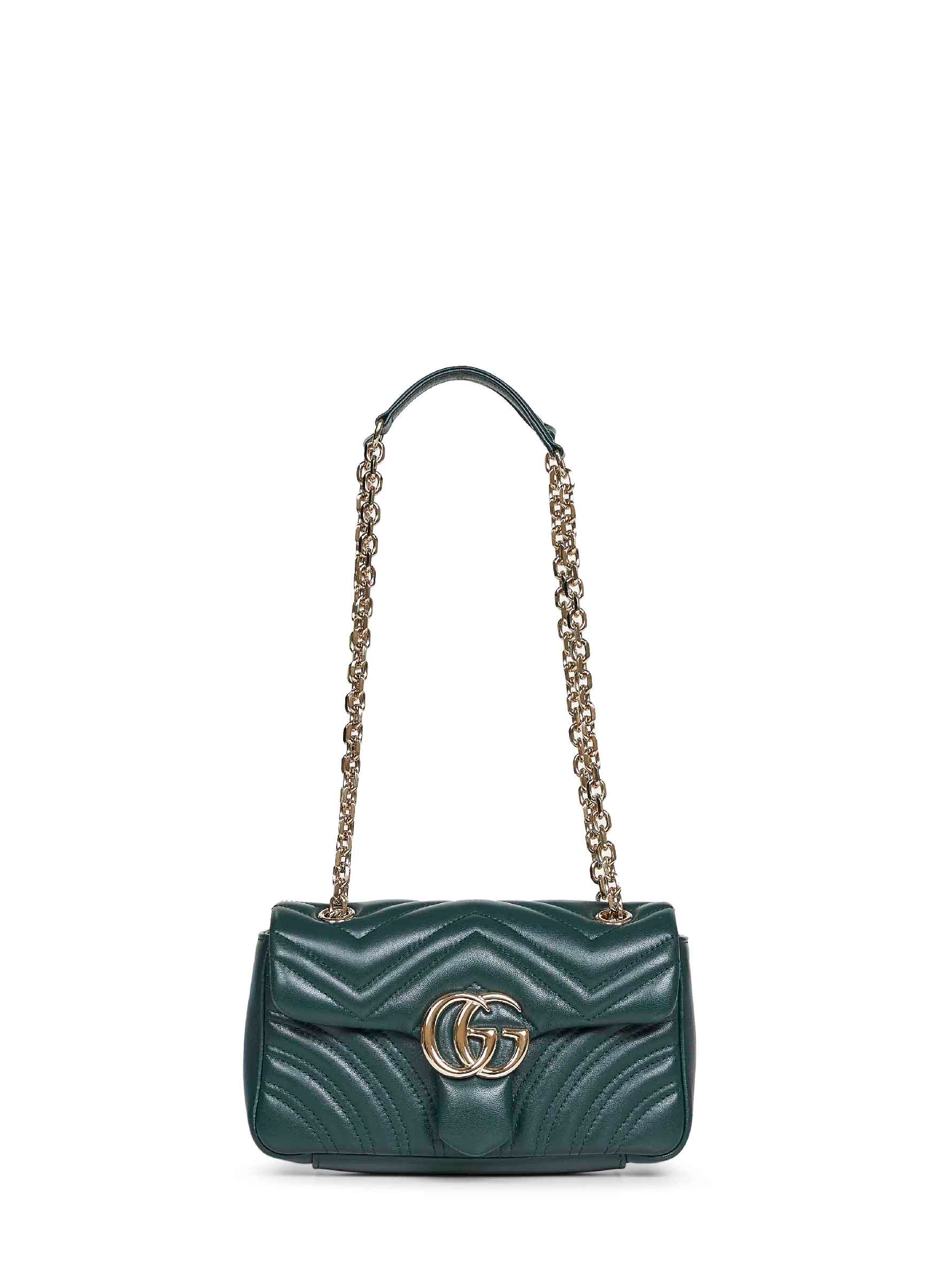 Gucci Women Green Gg Marmont Small Shoulder Bag GUCCI