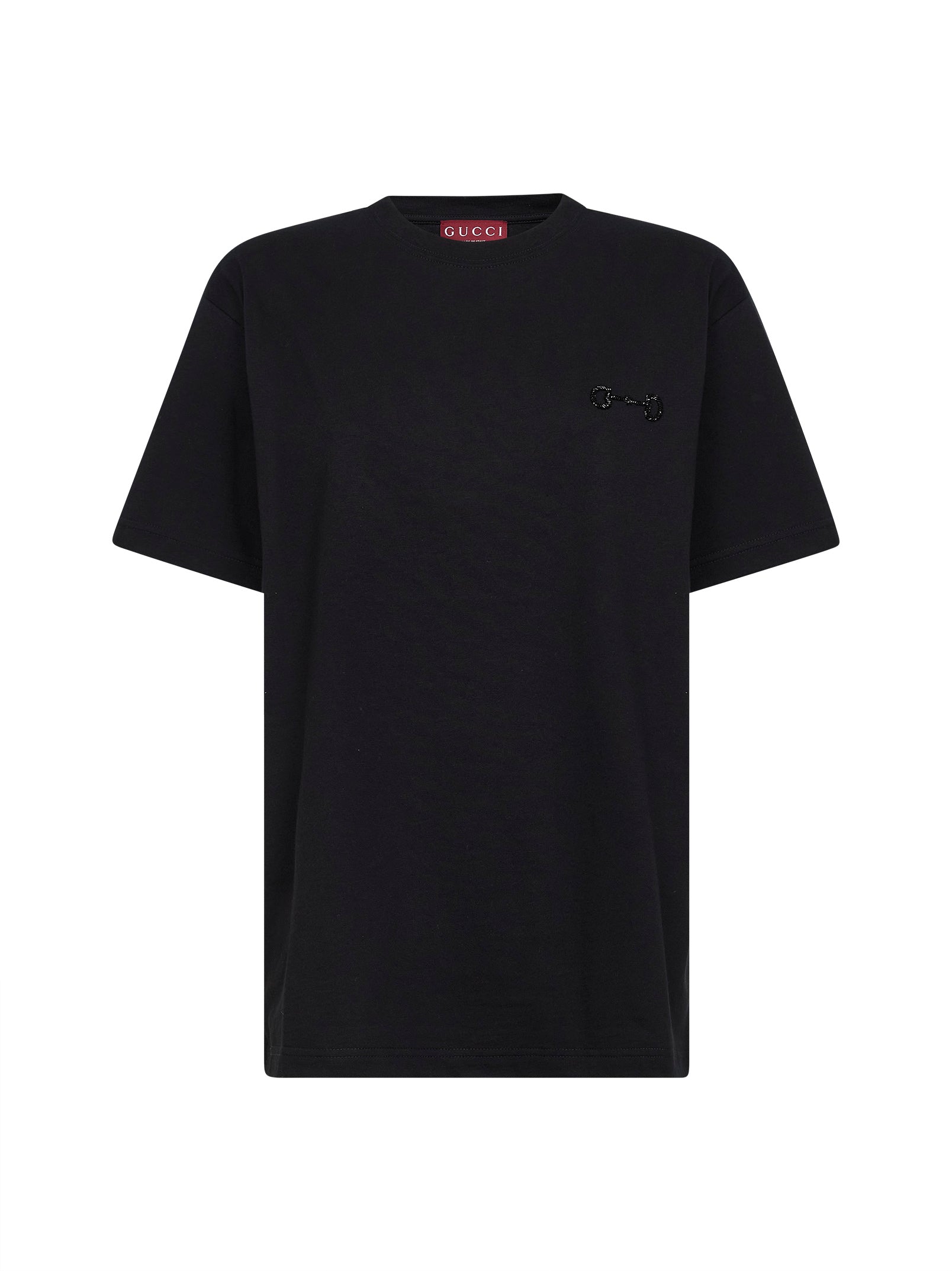 Gucci Women Black Cotton Jersey Embroidered T-Shirt GUCCI