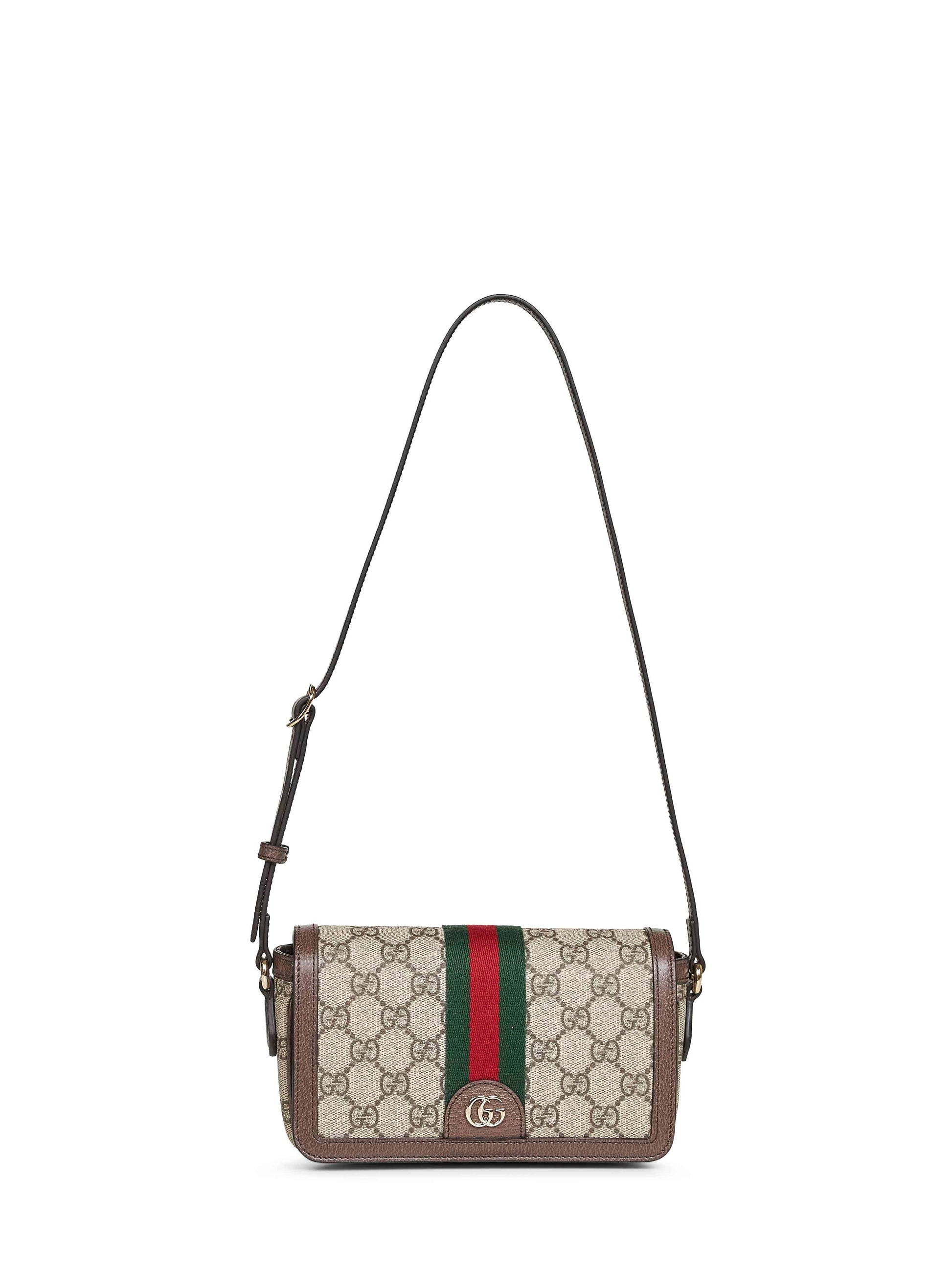 Gucci Women Beige And Dark Brown Ophidia Mini Shoulder Bag GUCCI
