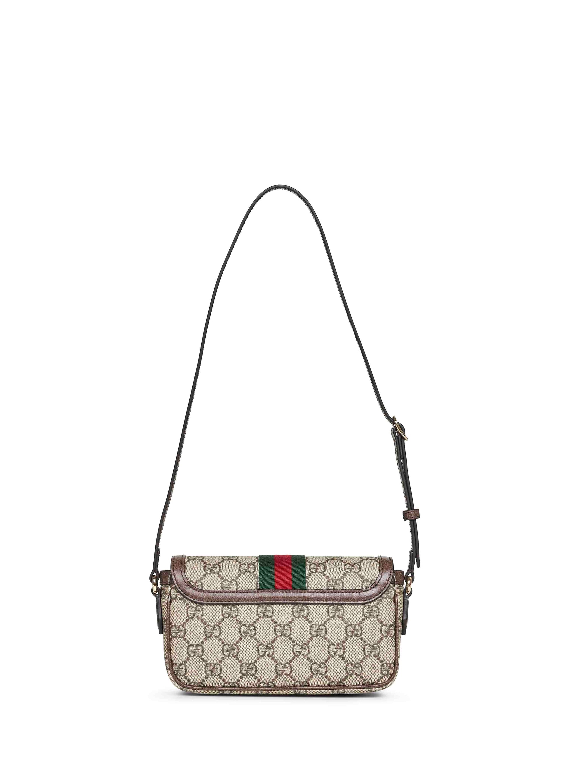 Gucci Women Beige And Dark Brown Ophidia Mini Shoulder Bag GUCCI