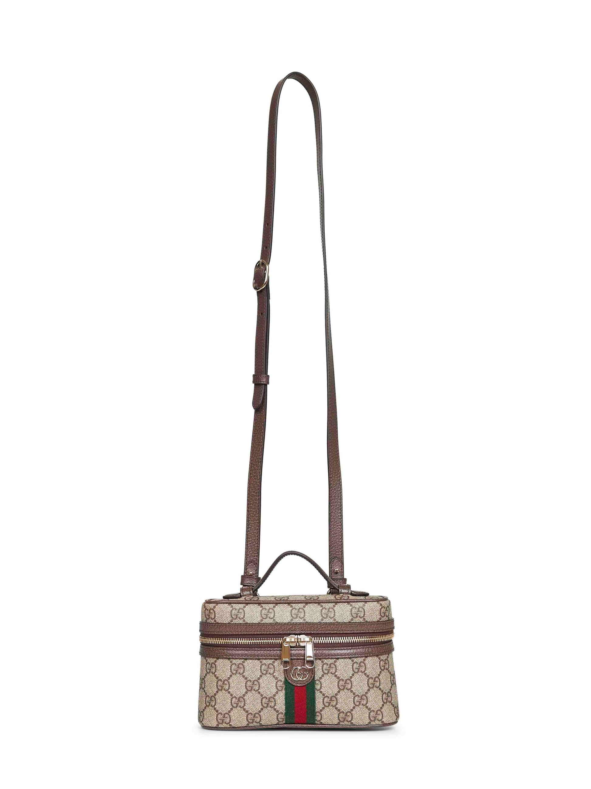 Gucci Women Beige And Dark Brown Ophidia Small Vanity Bag GUCCI