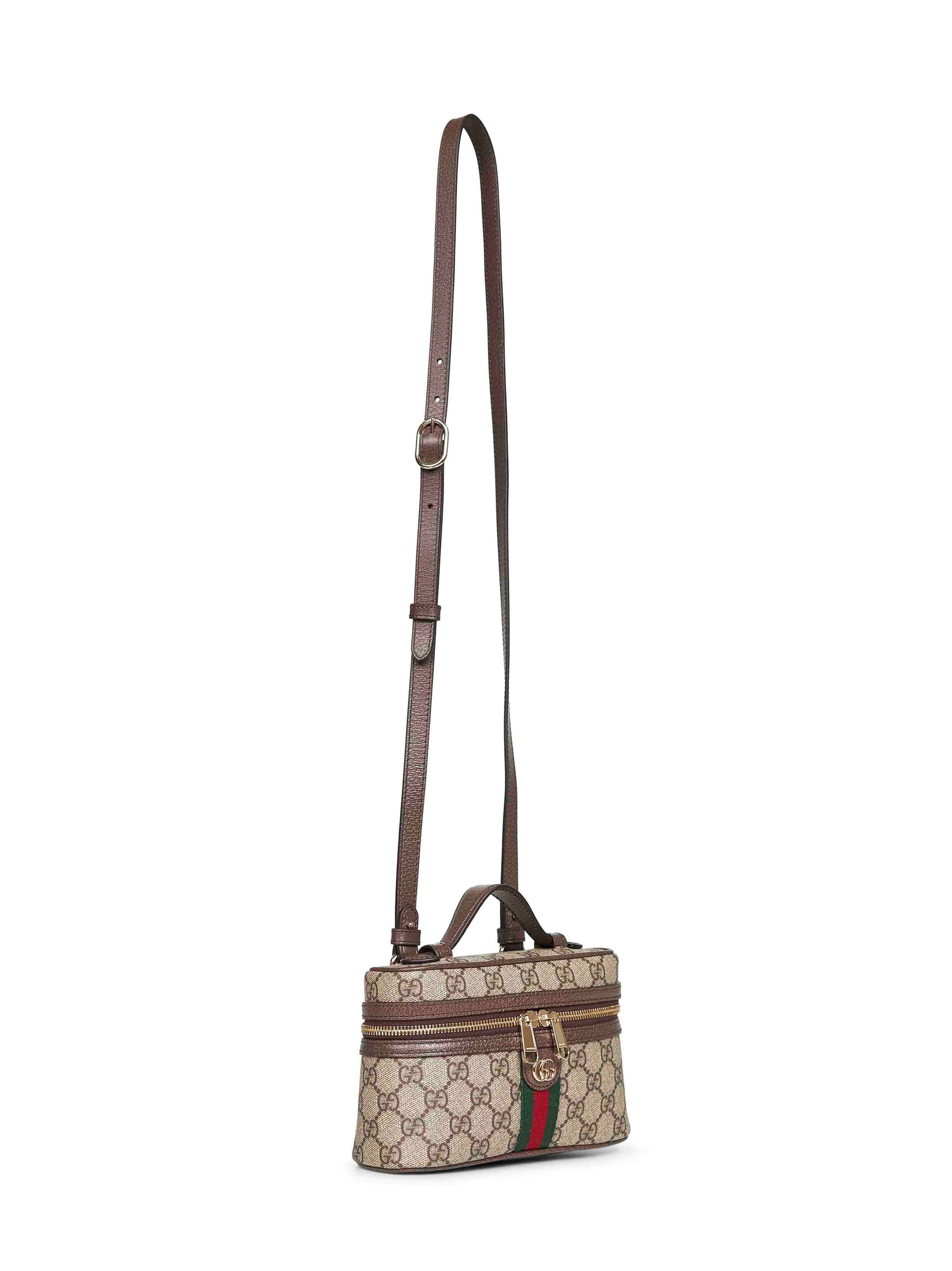 Gucci Women Beige And Dark Brown Ophidia Small Vanity Bag GUCCI