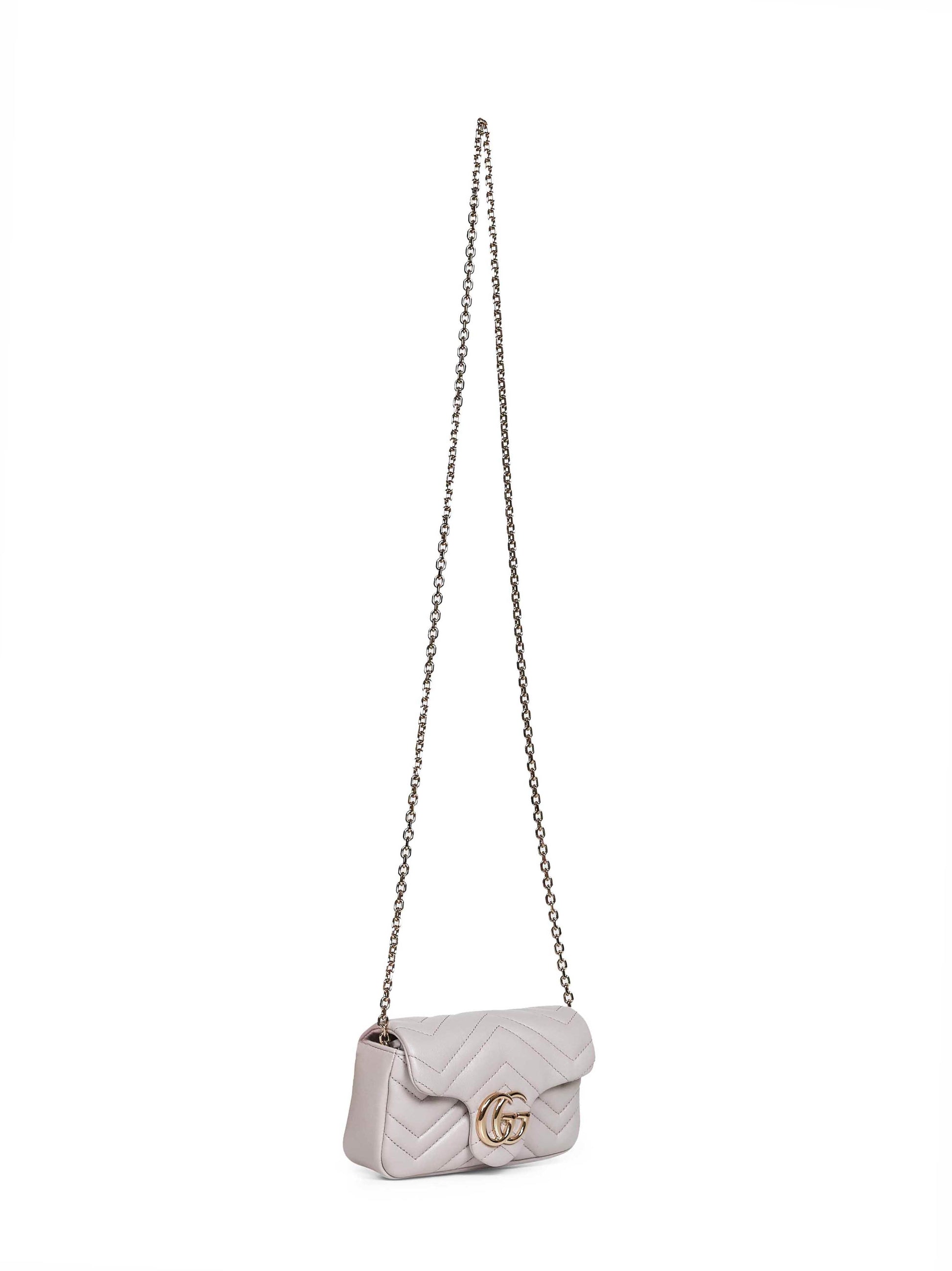 Gucci Women Light Grey Gg Marmont Mini Shoulder Bag GUCCI