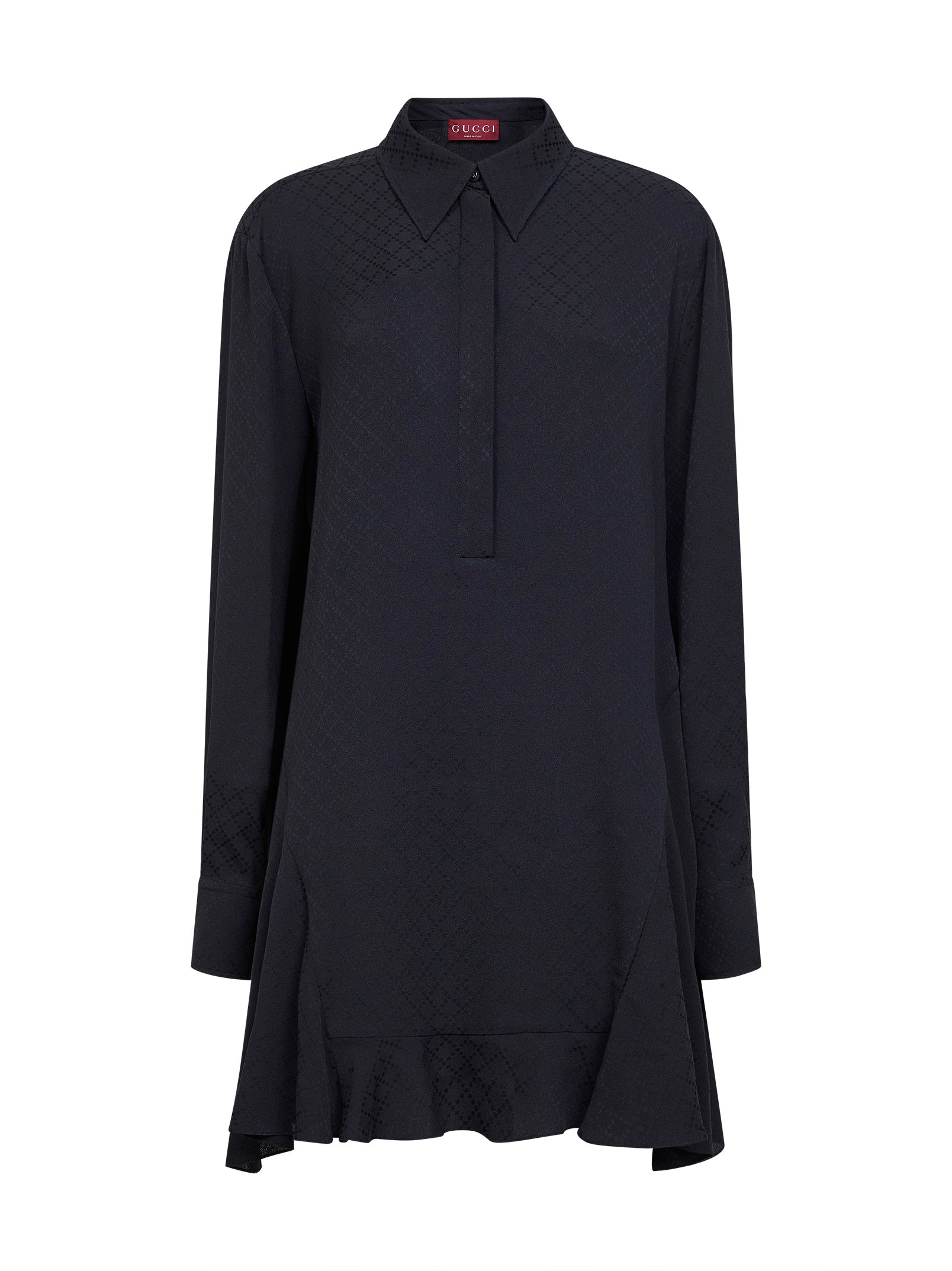 Gucci Women Dark Blue Jacquard Silk Blend Mini Shirt Dress GUCCI
