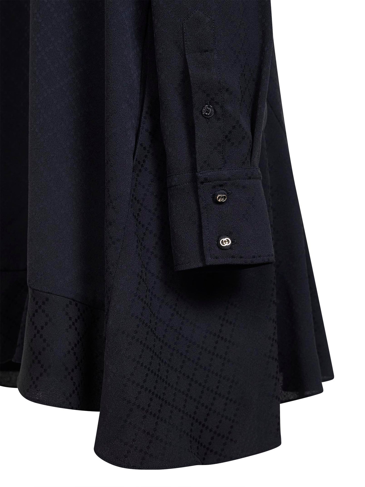 Gucci Women Dark Blue Jacquard Silk Blend Mini Shirt Dress GUCCI
