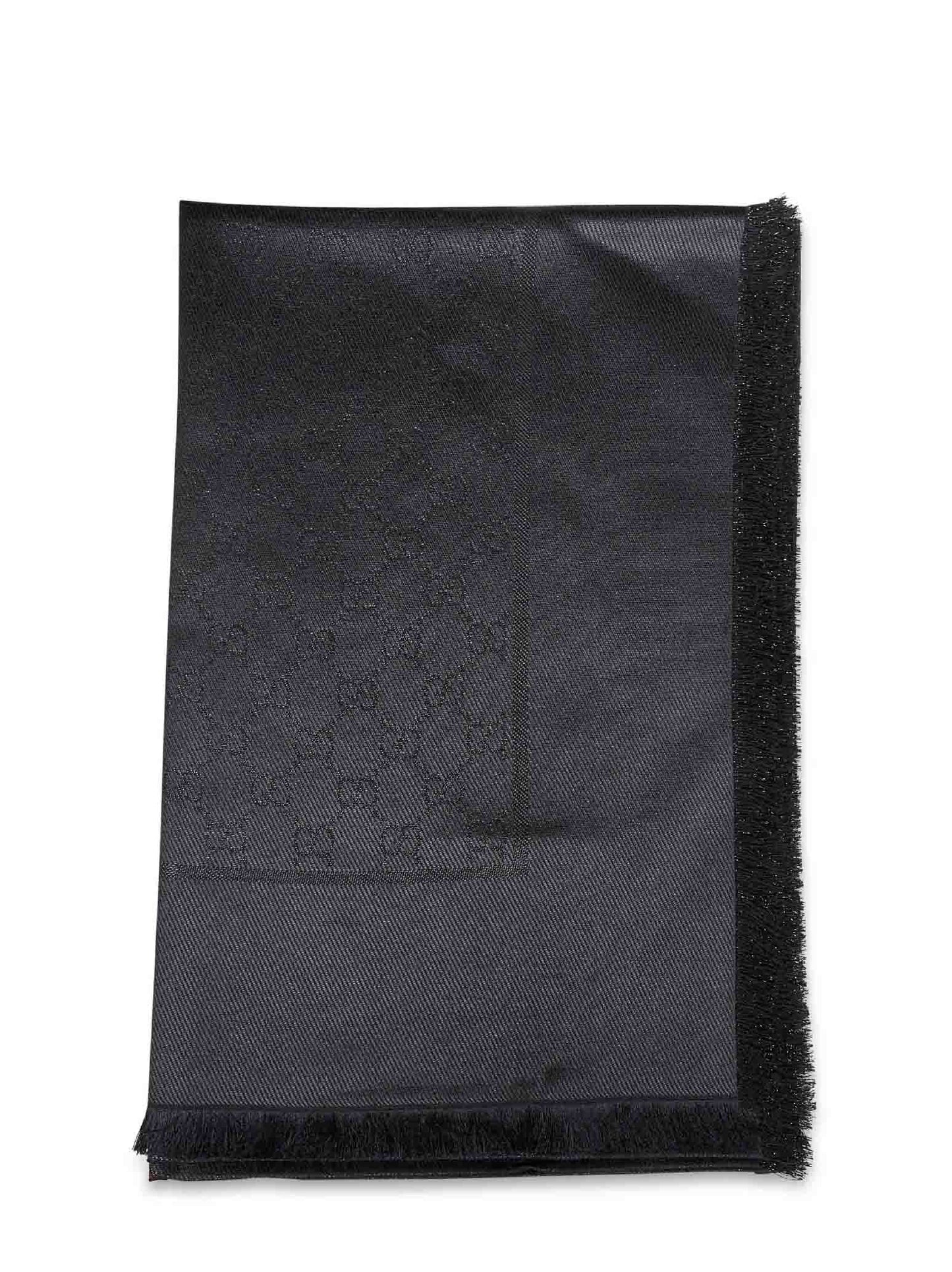 Gucci Women Black Gg Lamé Wool And Silk Shawl GUCCI