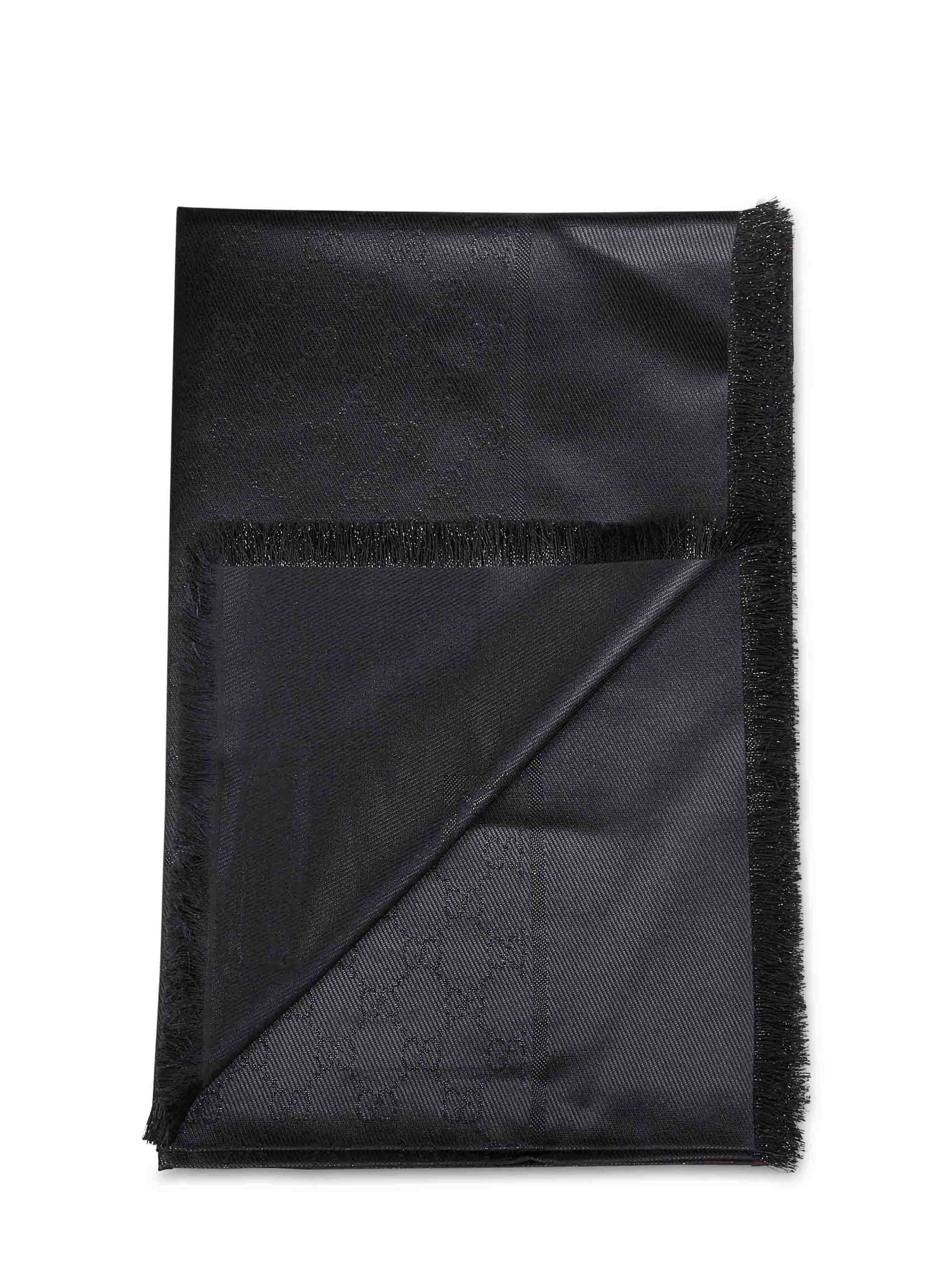 Gucci Women Black Gg Lamé Wool And Silk Shawl GUCCI