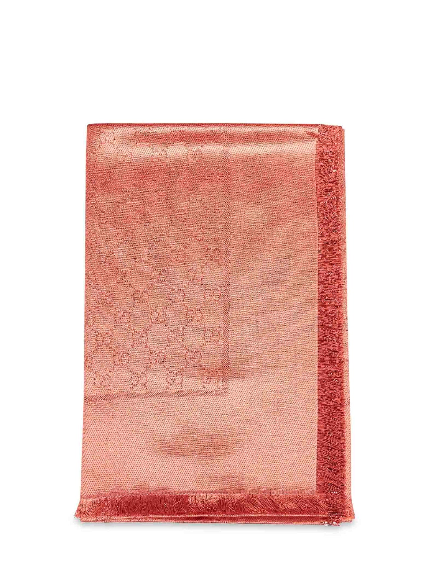 Gucci Women Orange Gg Lamé Wool And Silk Shawl<Br/> GUCCI