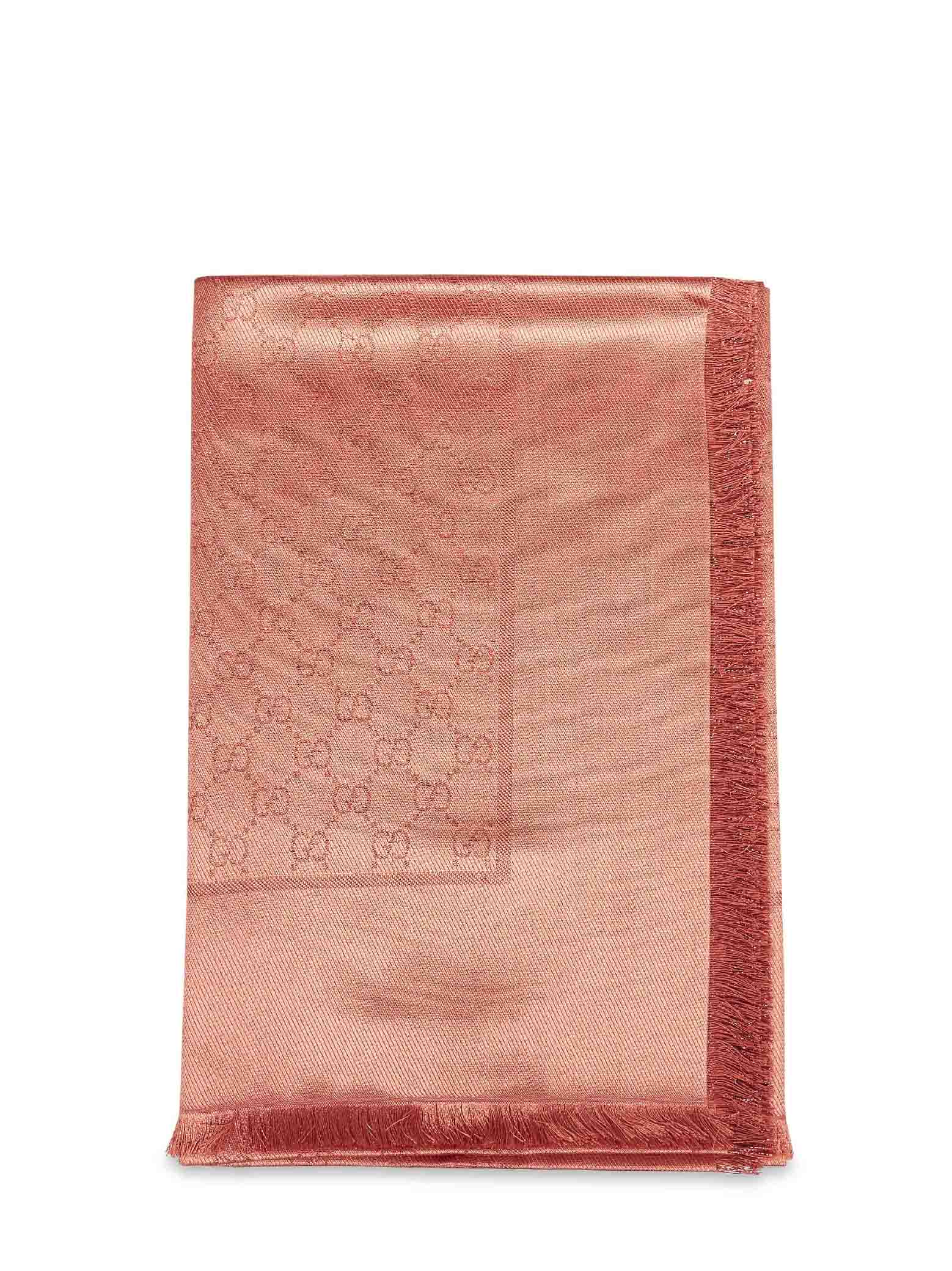 Gucci Women Orange Gg Lamé Wool And Silk Shawl<Br/> GUCCI