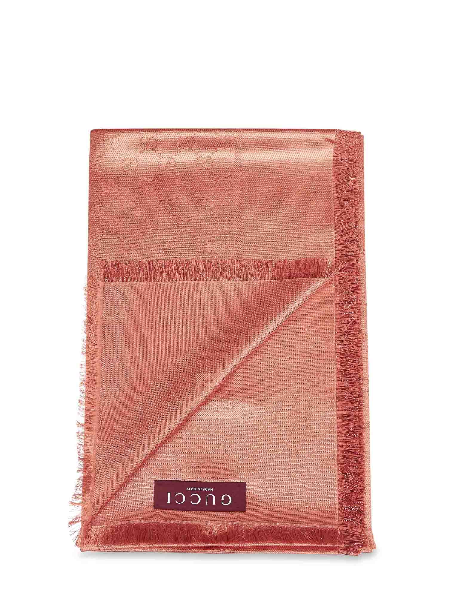 Gucci Women Orange Gg Lamé Wool And Silk Shawl<Br/> GUCCI