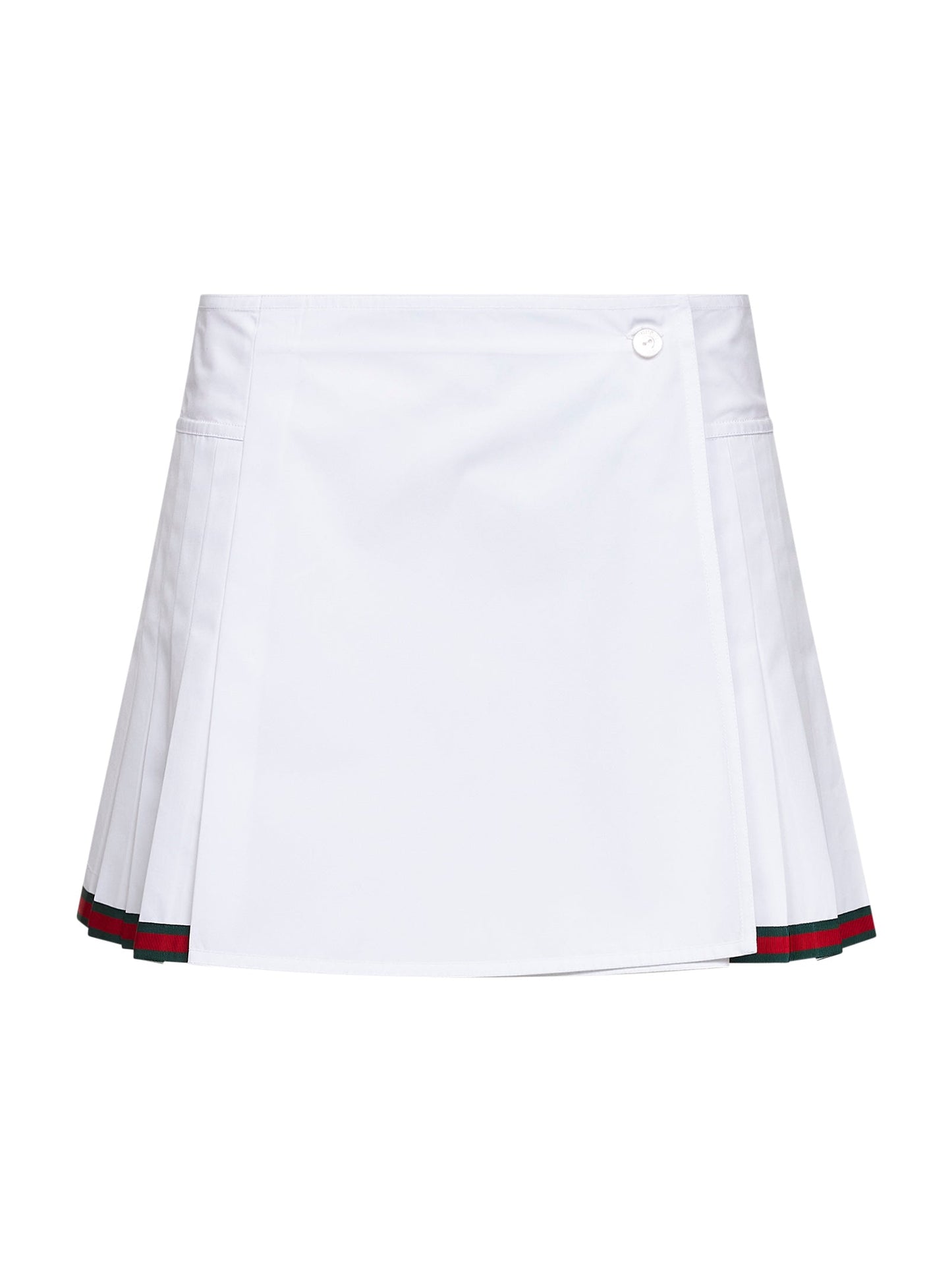 Gucci Women White Poplin Pleated Miniskirt With Web Detail GUCCI