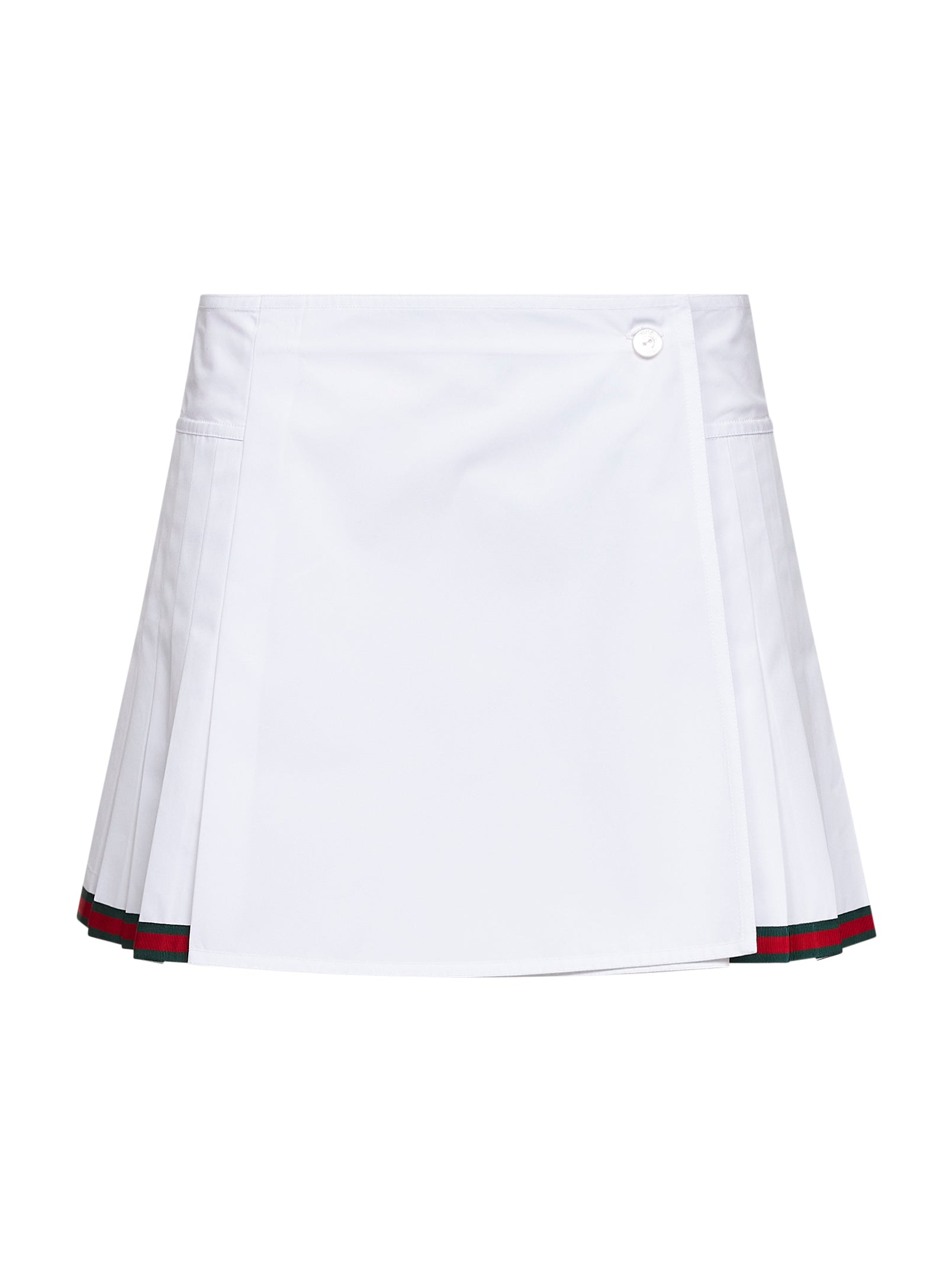 Gucci Women White Poplin Pleated Miniskirt With Web Detail GUCCI