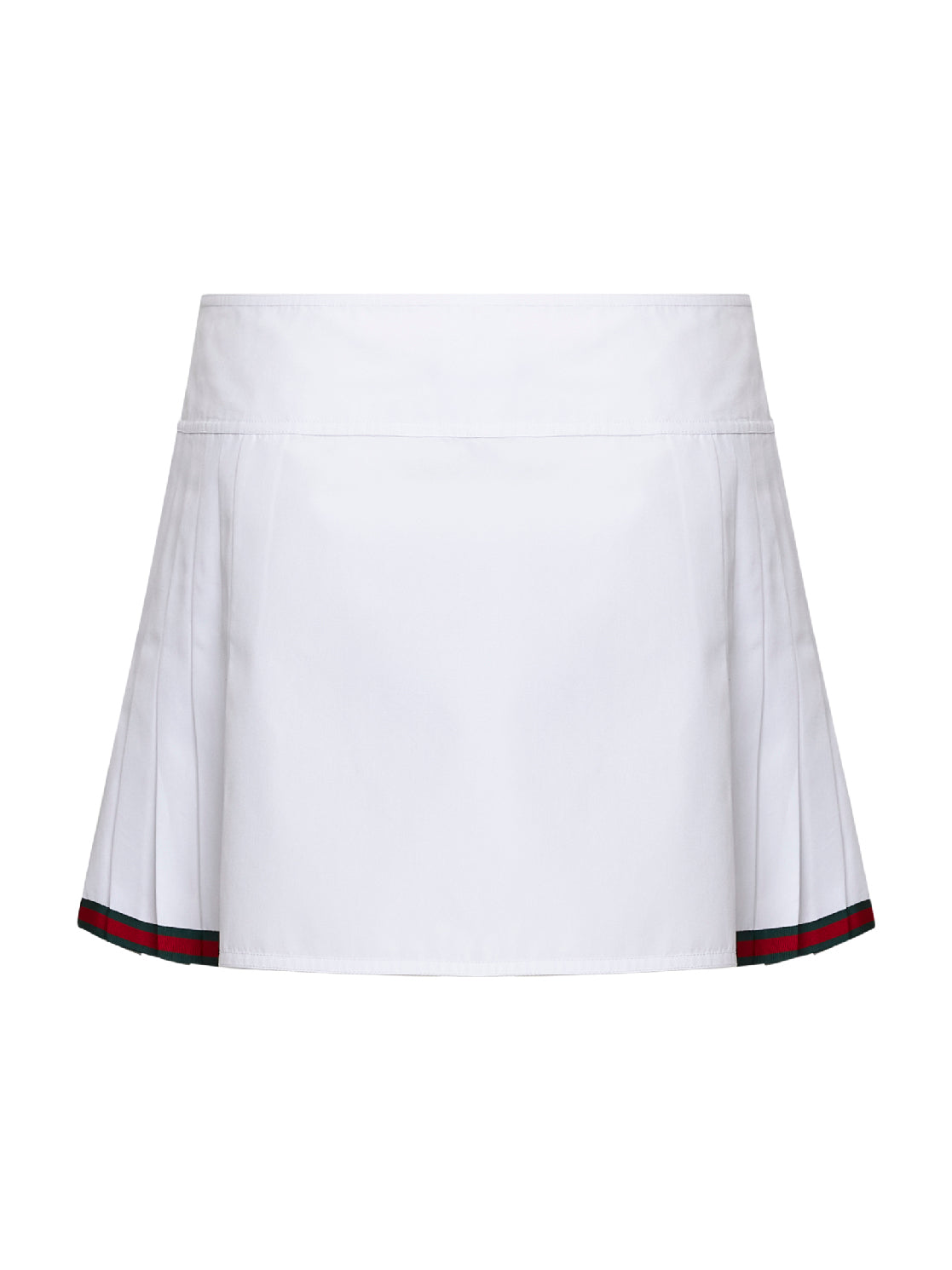 Gucci Women White Poplin Pleated Miniskirt With Web Detail GUCCI