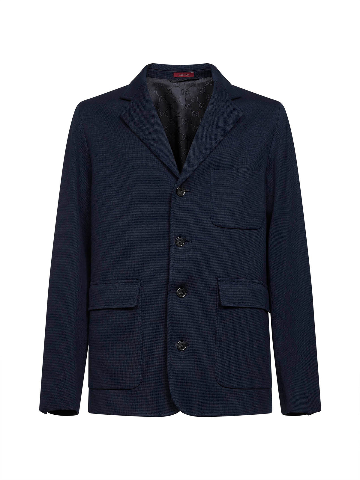 Gucci Men Dark Blue Cotton Jersey Single-Breasted Jacket GUCCI