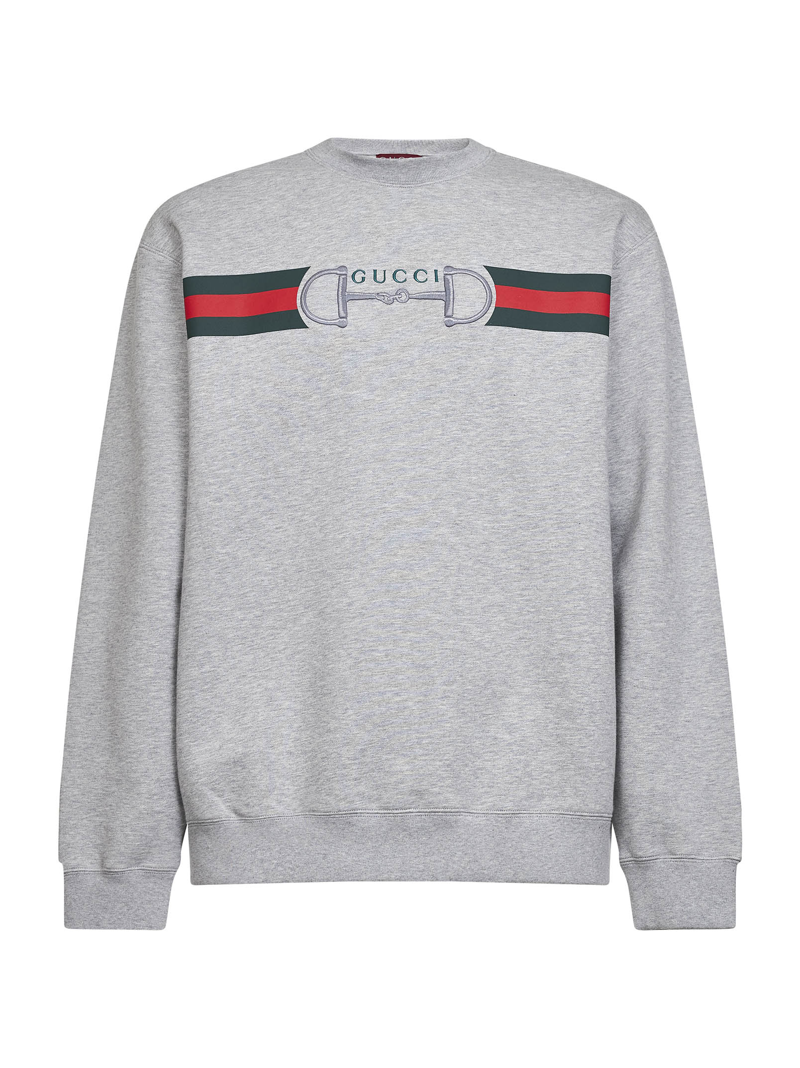 Gucci Men Melange Grey Cotton Printed Sweatshirt GUCCI