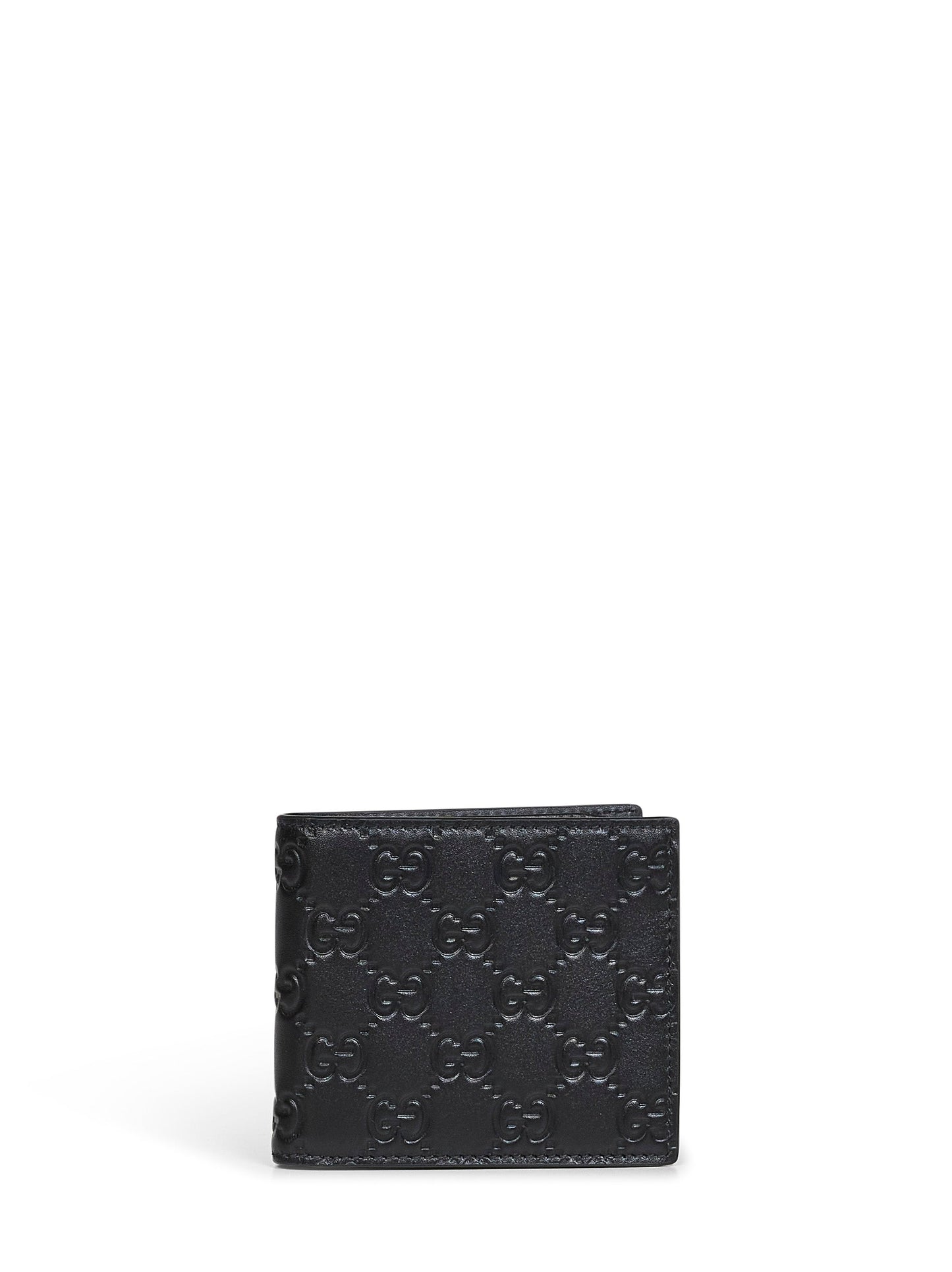 Gucci Men Black Gg Emblem Bi-Fold Wallet