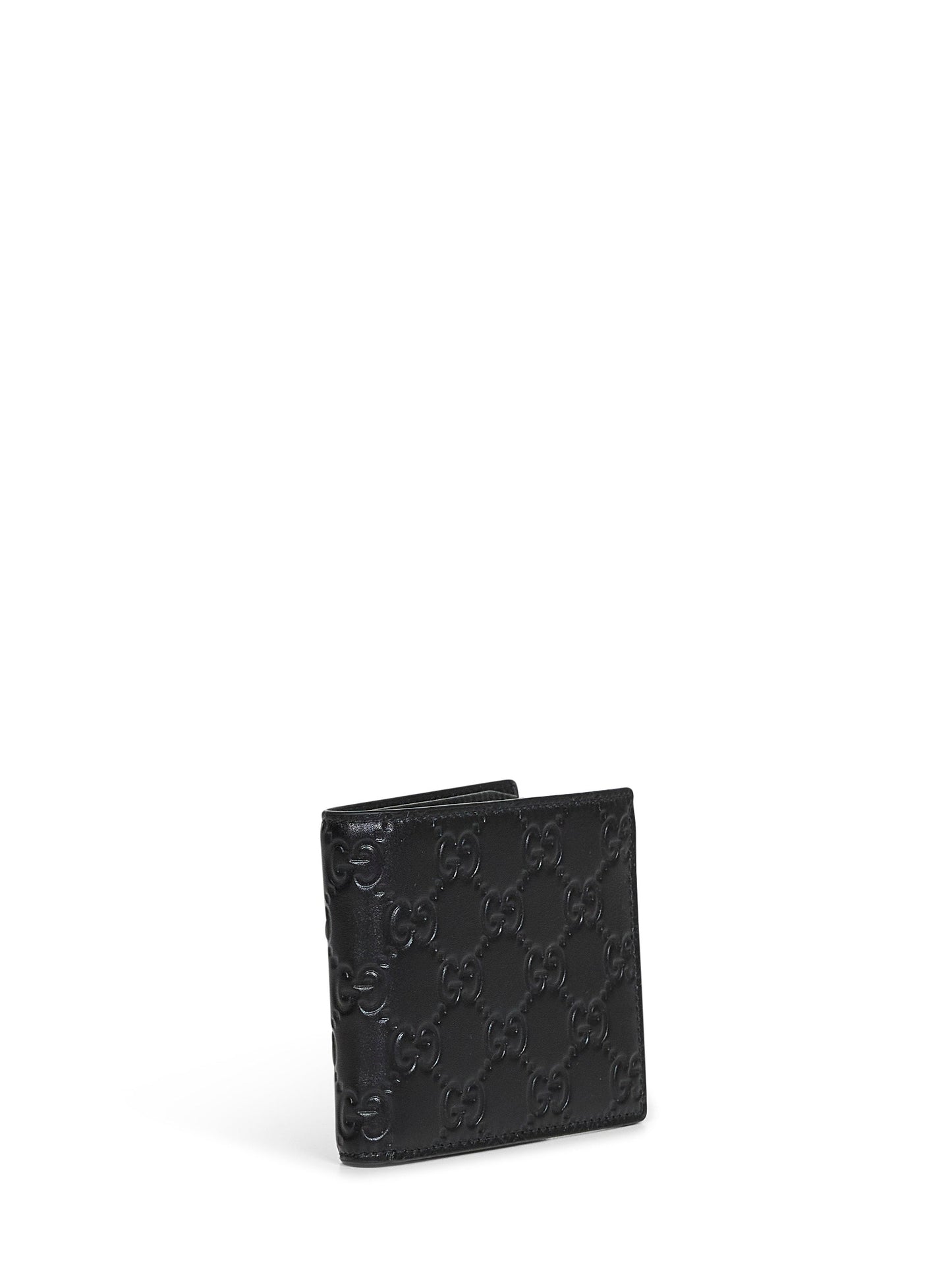 Gucci Men Black Gg Emblem Bi-Fold Wallet
