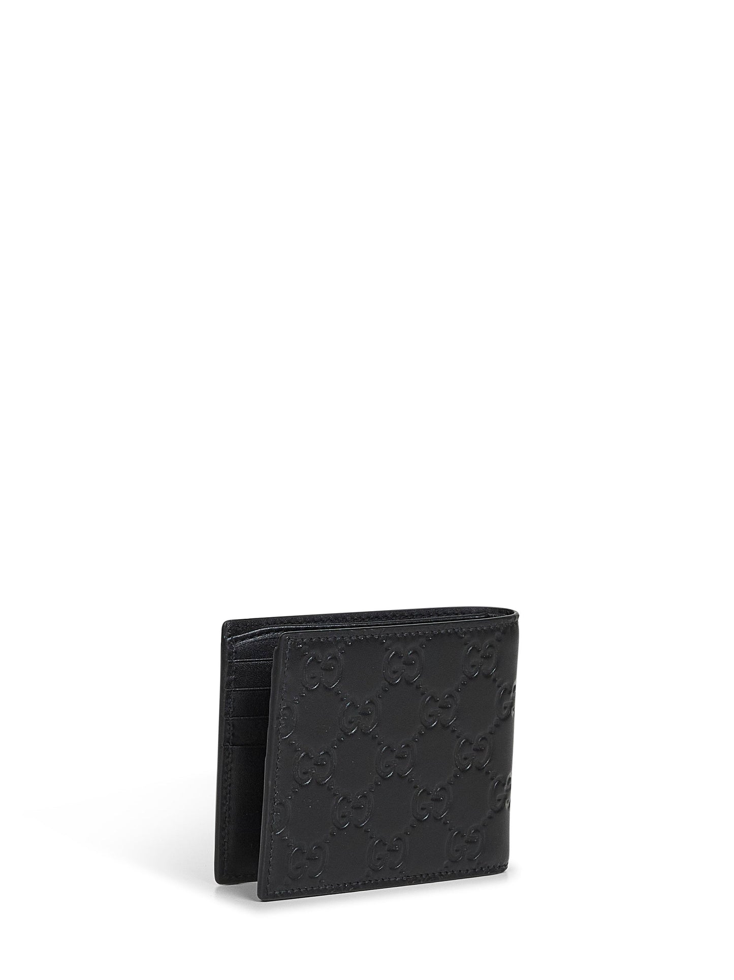 Gucci Men Black Gg Emblem Bi-Fold Wallet