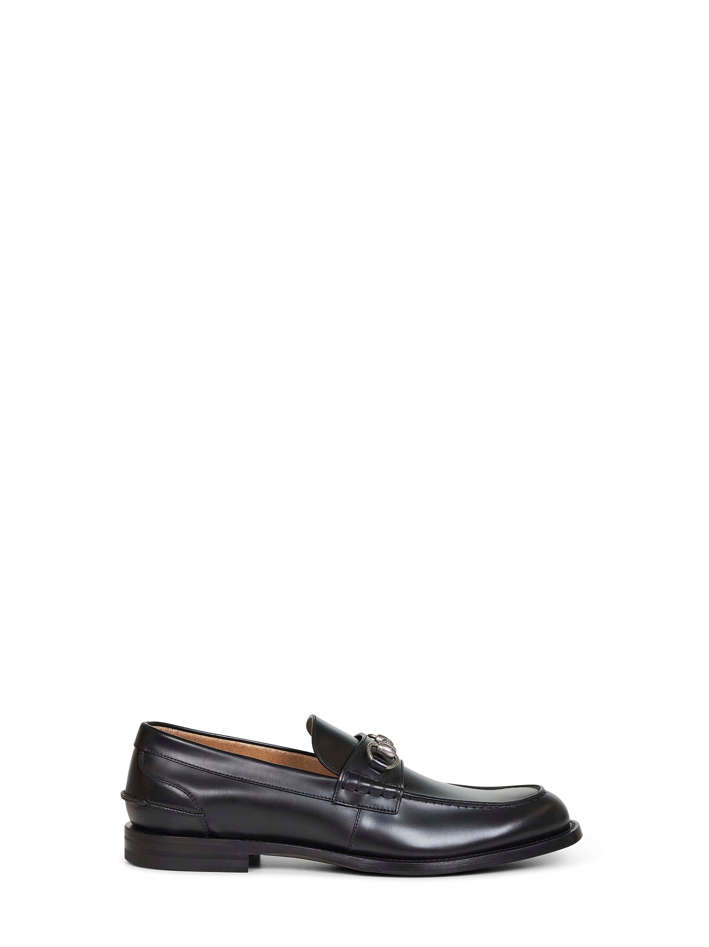 Gucci Men Black Leather Loafers With Horsebit GUCCI