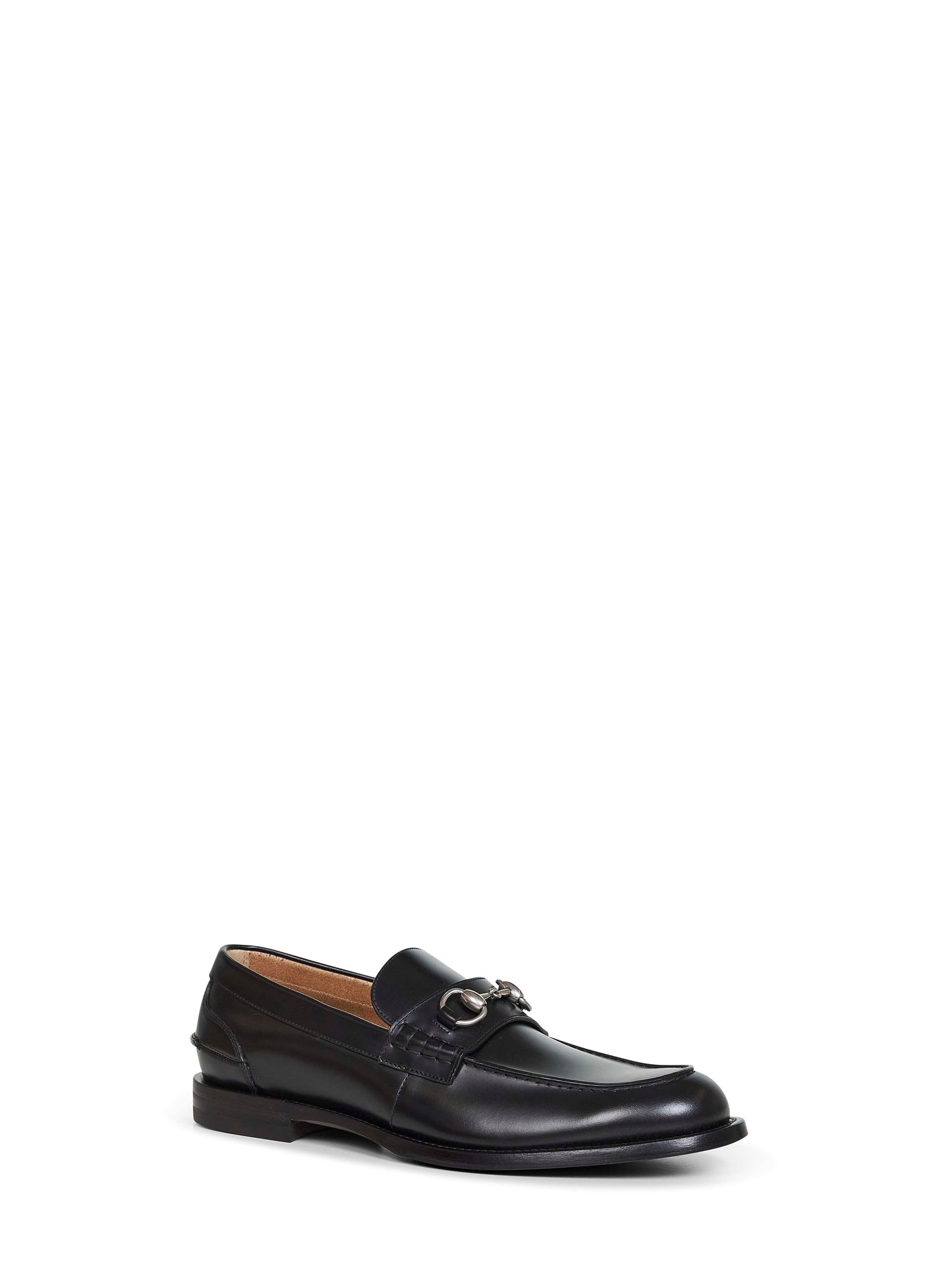 Gucci Men Black Leather Loafers With Horsebit GUCCI