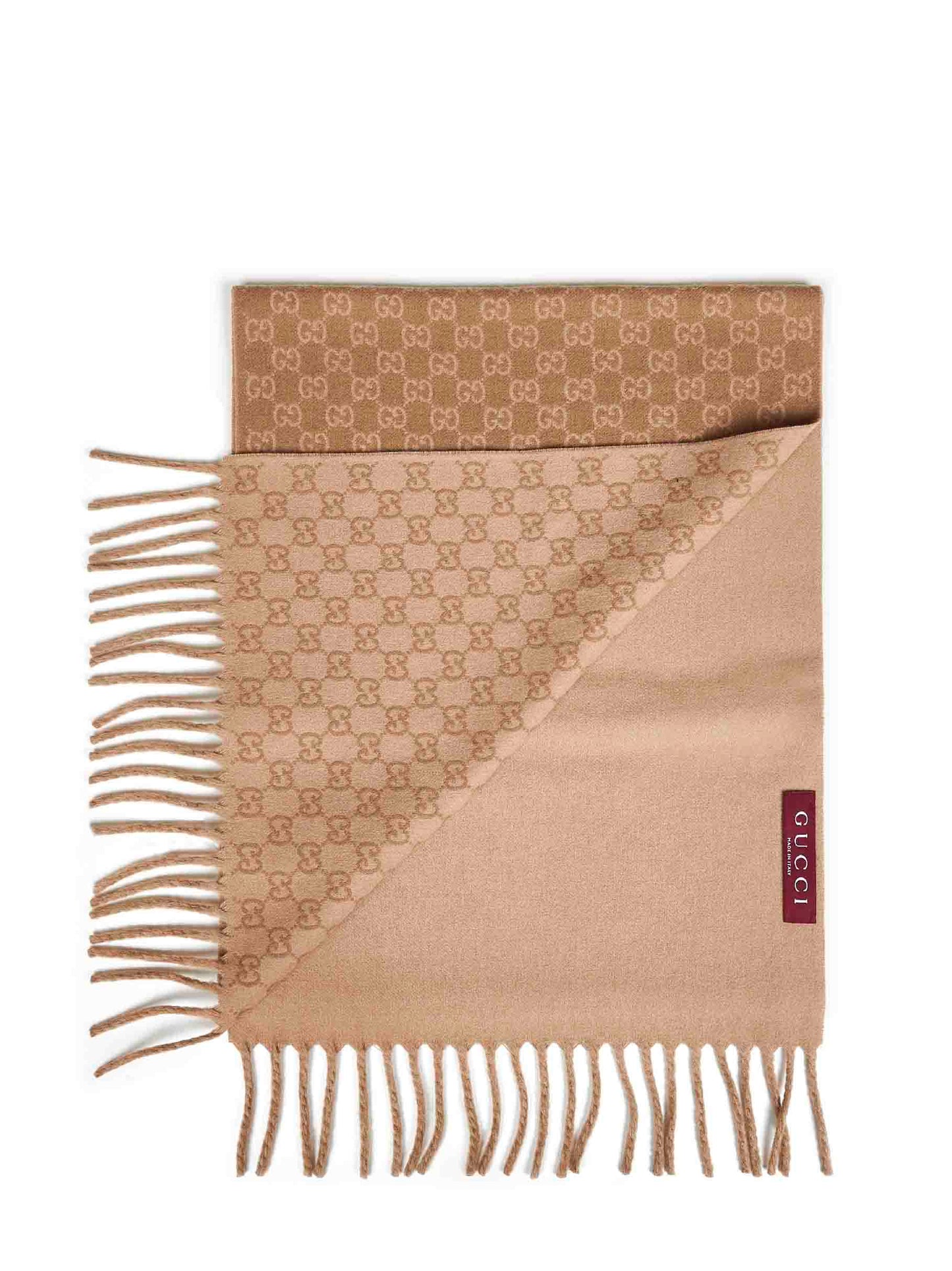 Gucci Men Camel And Beige Gg Wool And Cashmere Scarf