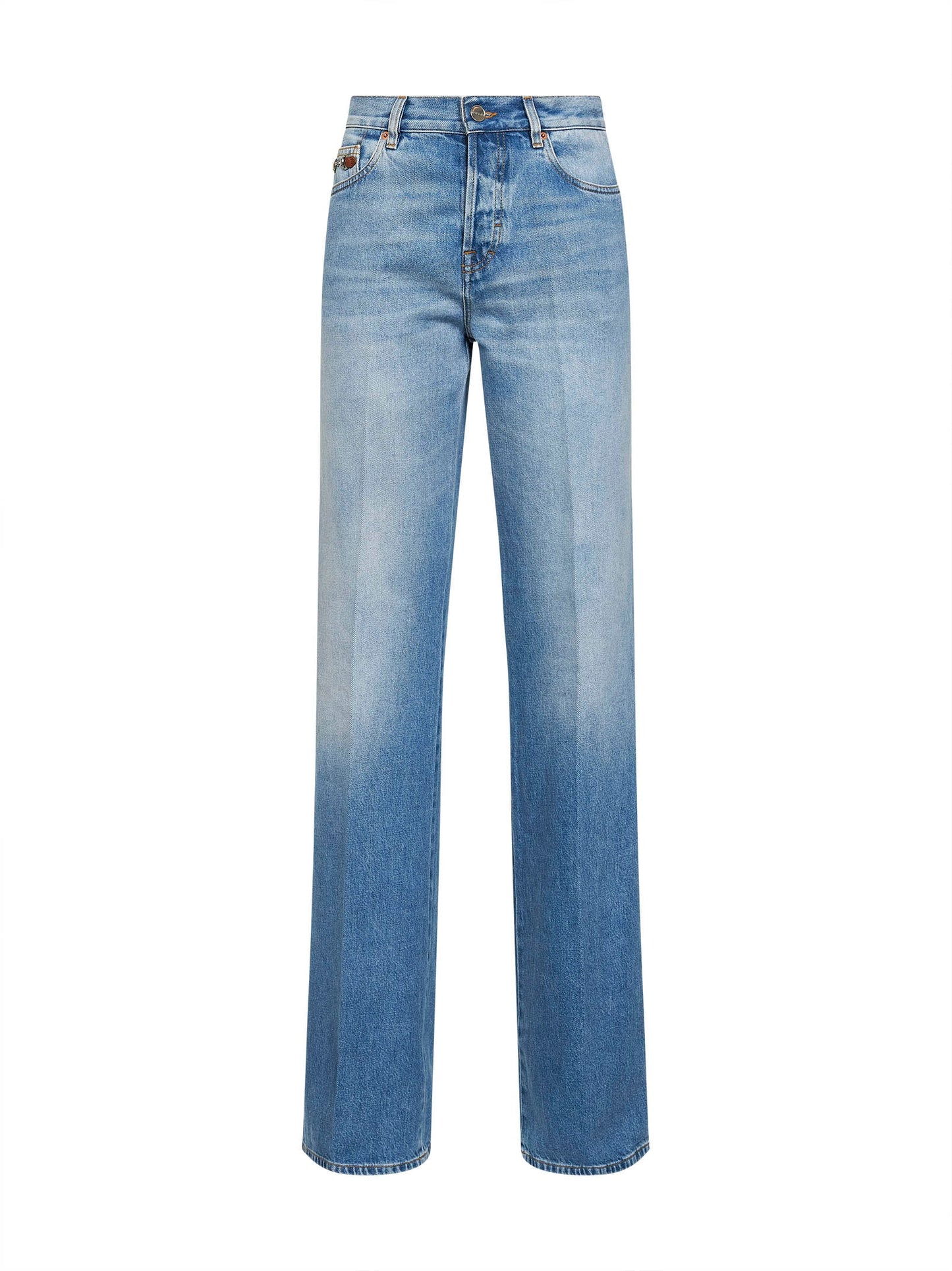 Gucci Women Light Blue Flared Cotton Denim Jeans GUCCI