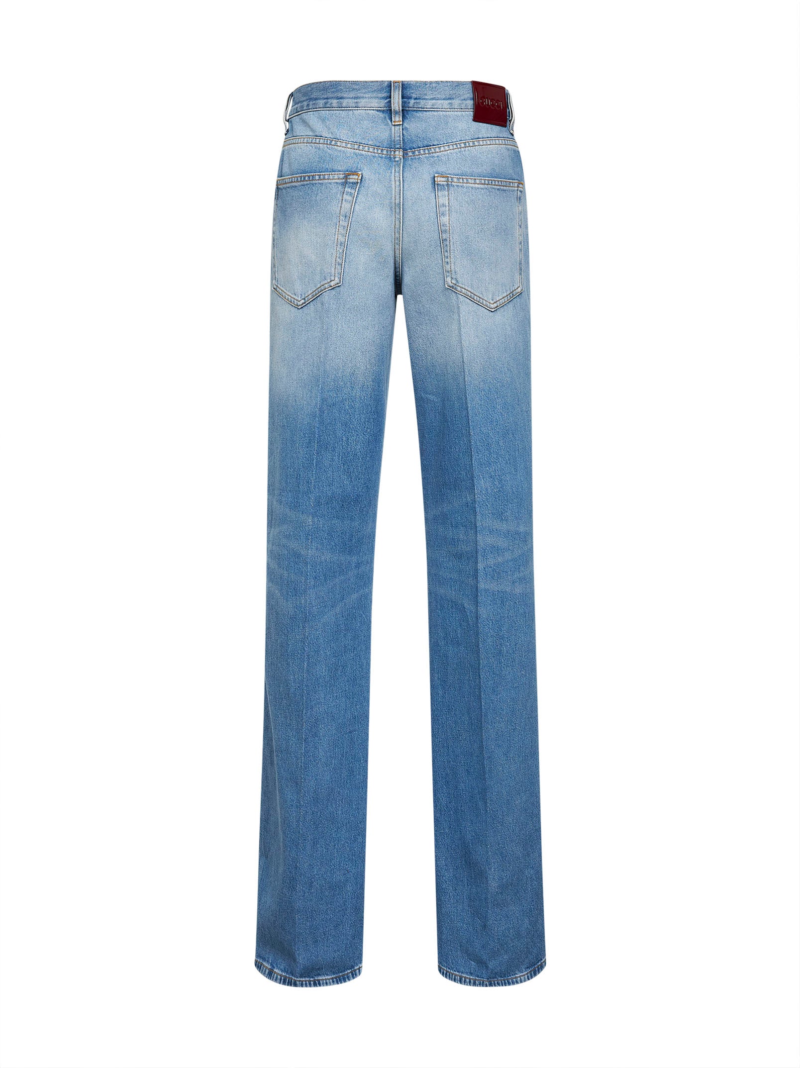 Gucci Women Light Blue Flared Cotton Denim Jeans GUCCI