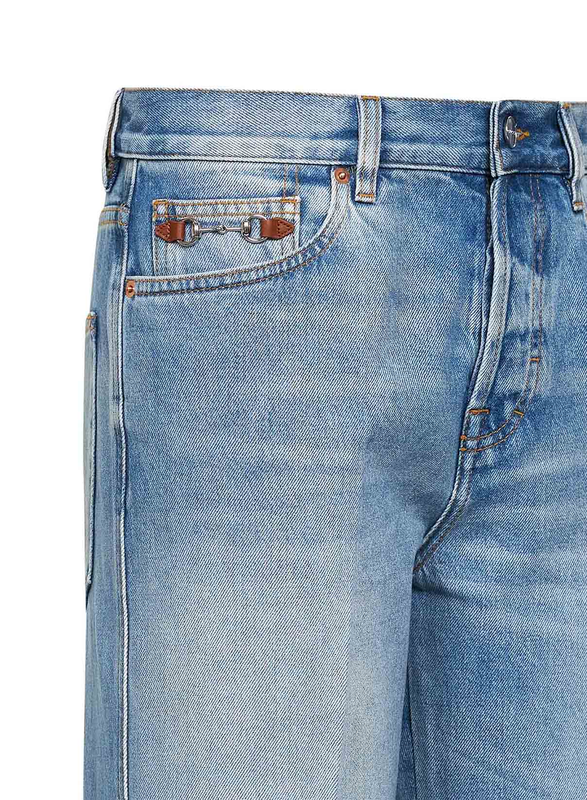 Gucci Women Light Blue Flared Cotton Denim Jeans GUCCI