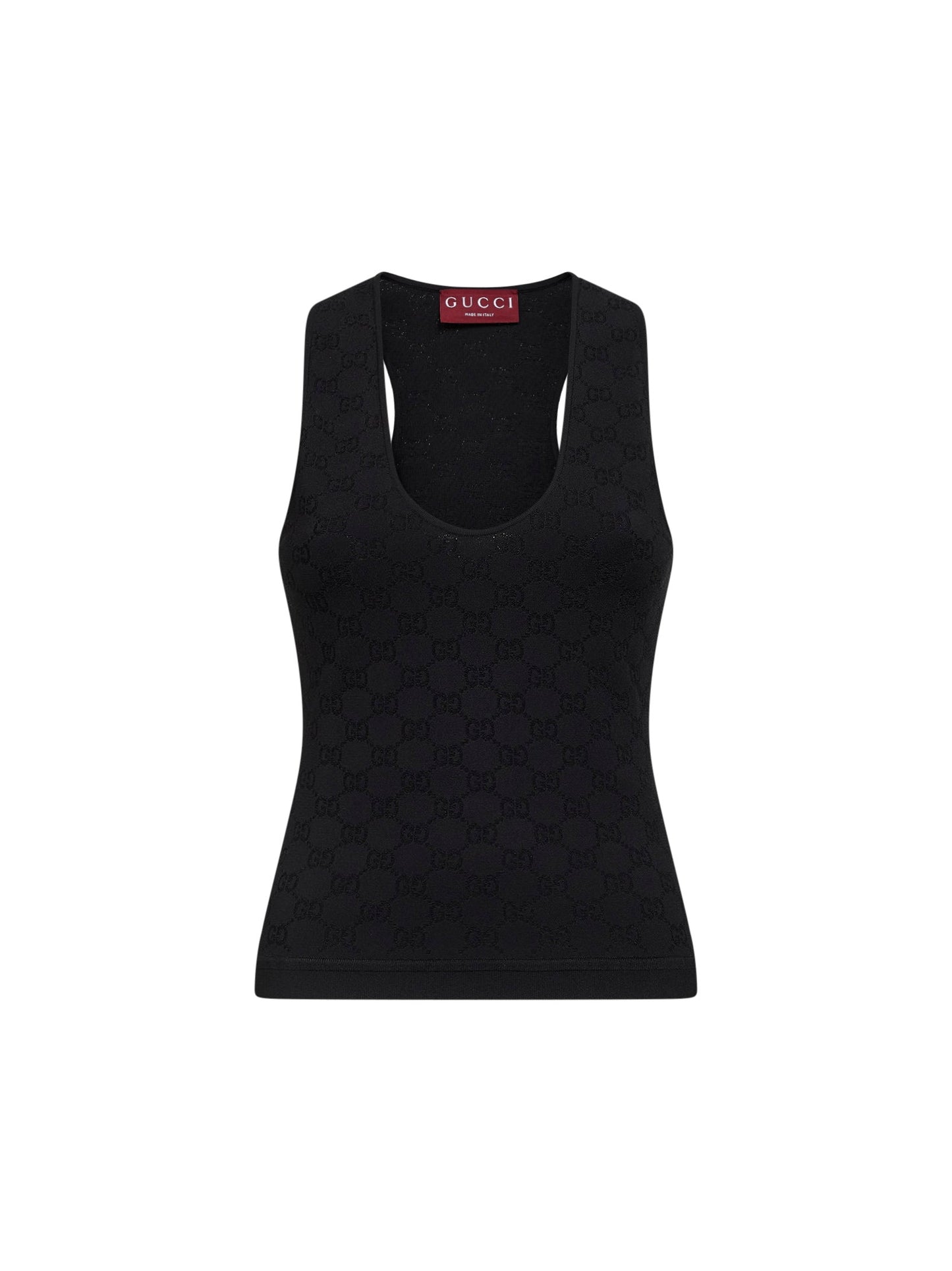 Gucci Women Black Gg Jacquard Ultrafine Stretch Viscose Blend Tank Top GUCCI