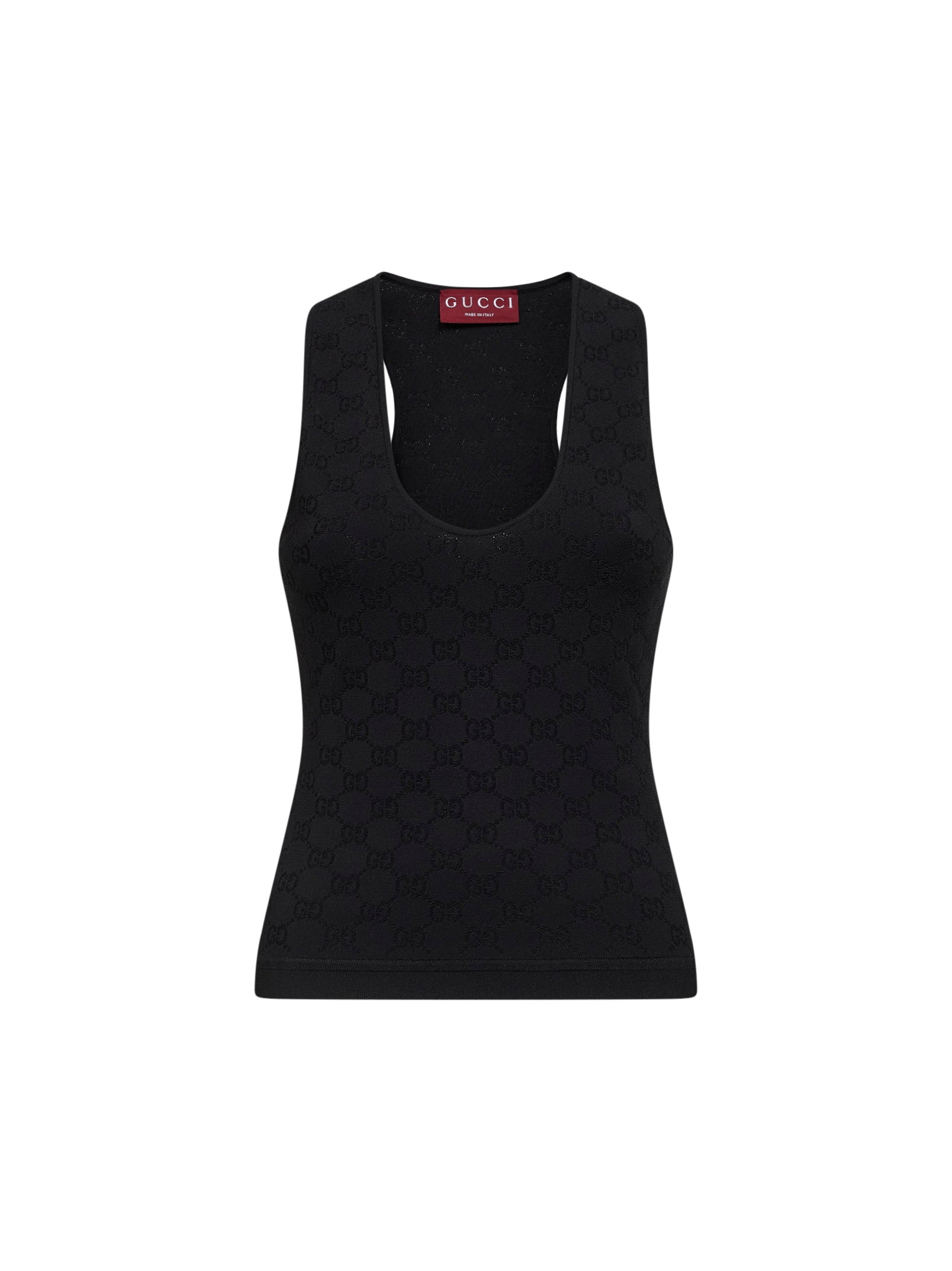 Gucci Women Black Gg Jacquard Ultrafine Stretch Viscose Blend Tank Top GUCCI