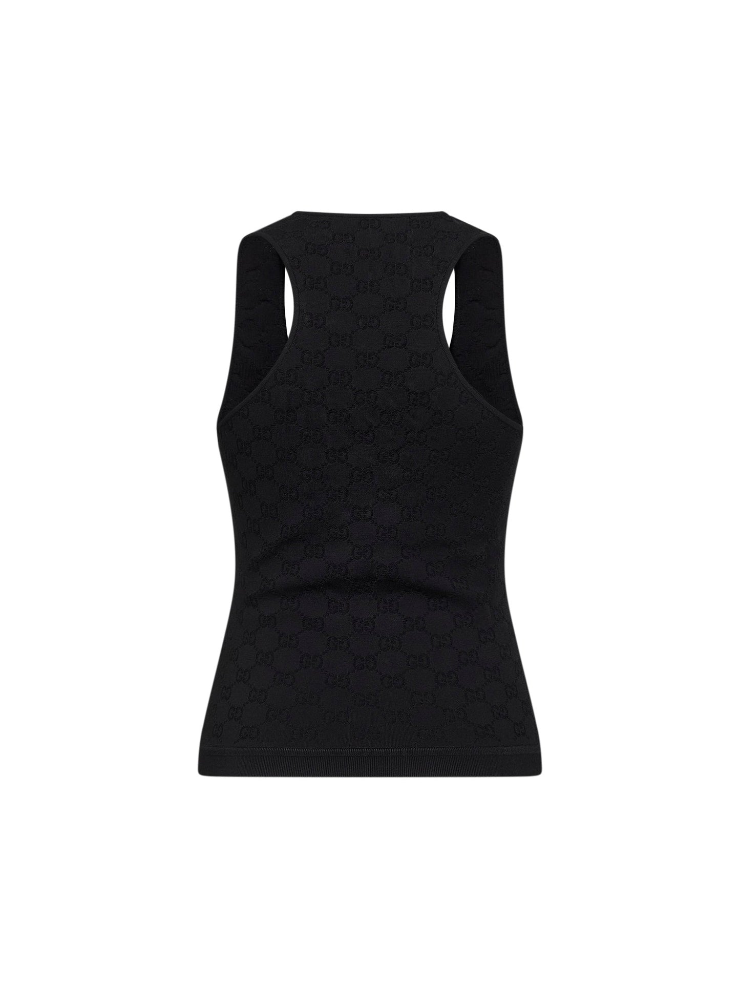 Gucci Women Black Gg Jacquard Ultrafine Stretch Viscose Blend Tank Top GUCCI