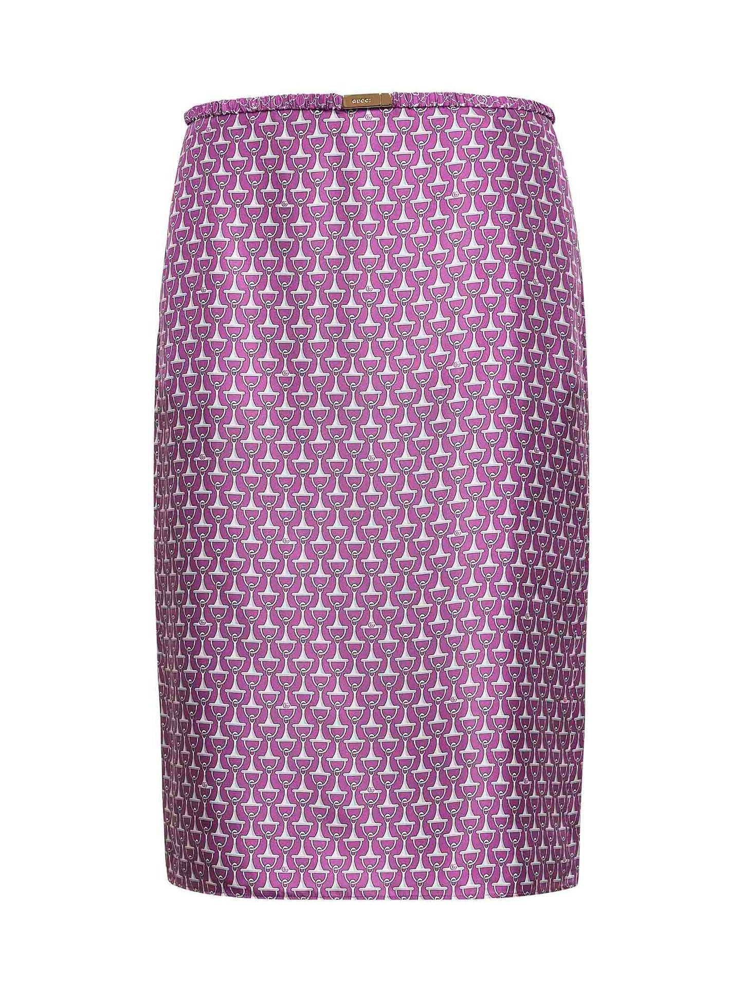 Gucci Women Violet Printed Silk Twill Midi Skirt GUCCI