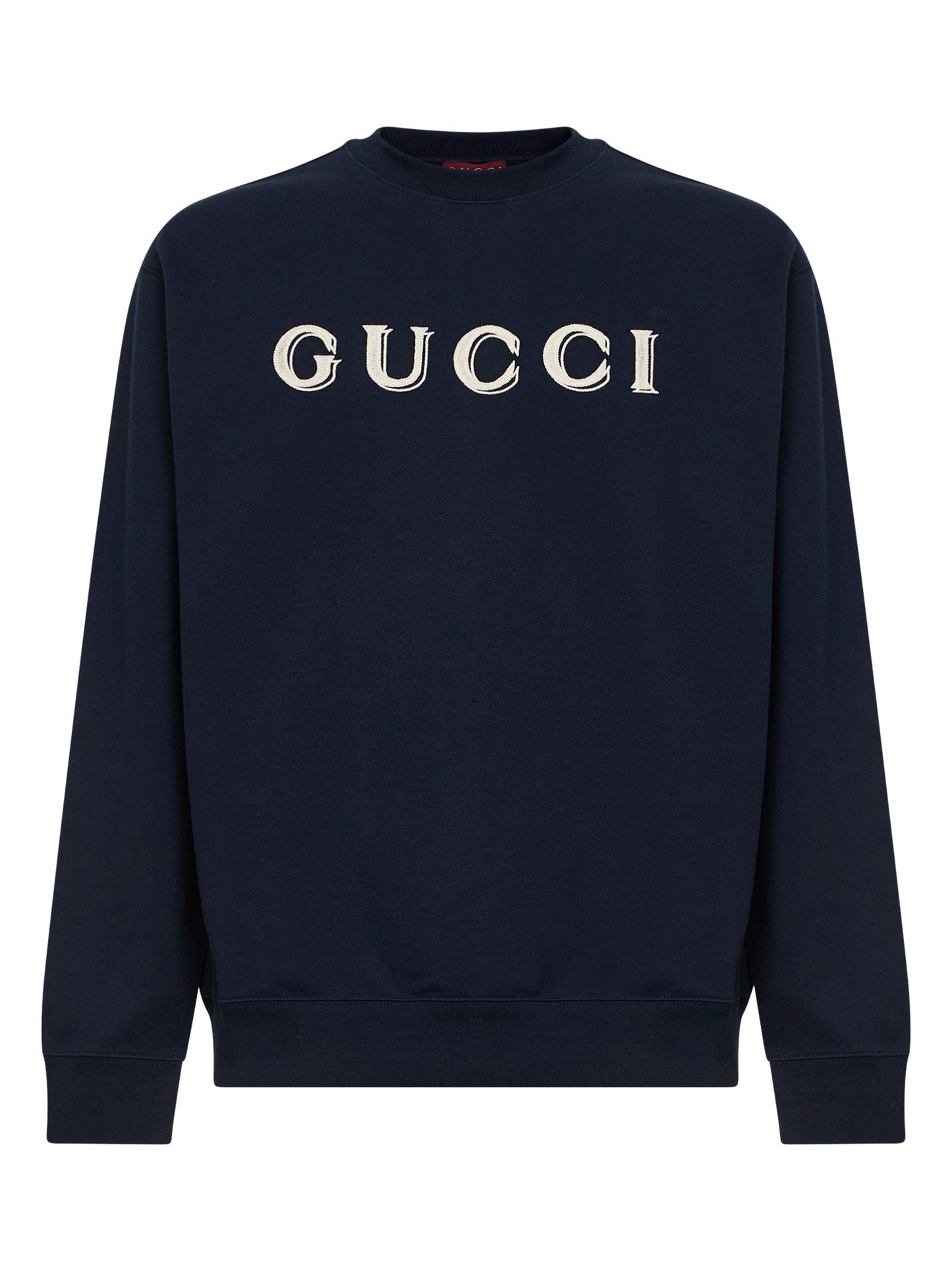 Gucci Men Dark Blue Cotton Jersey Embroidered Sweatshirt GUCCI