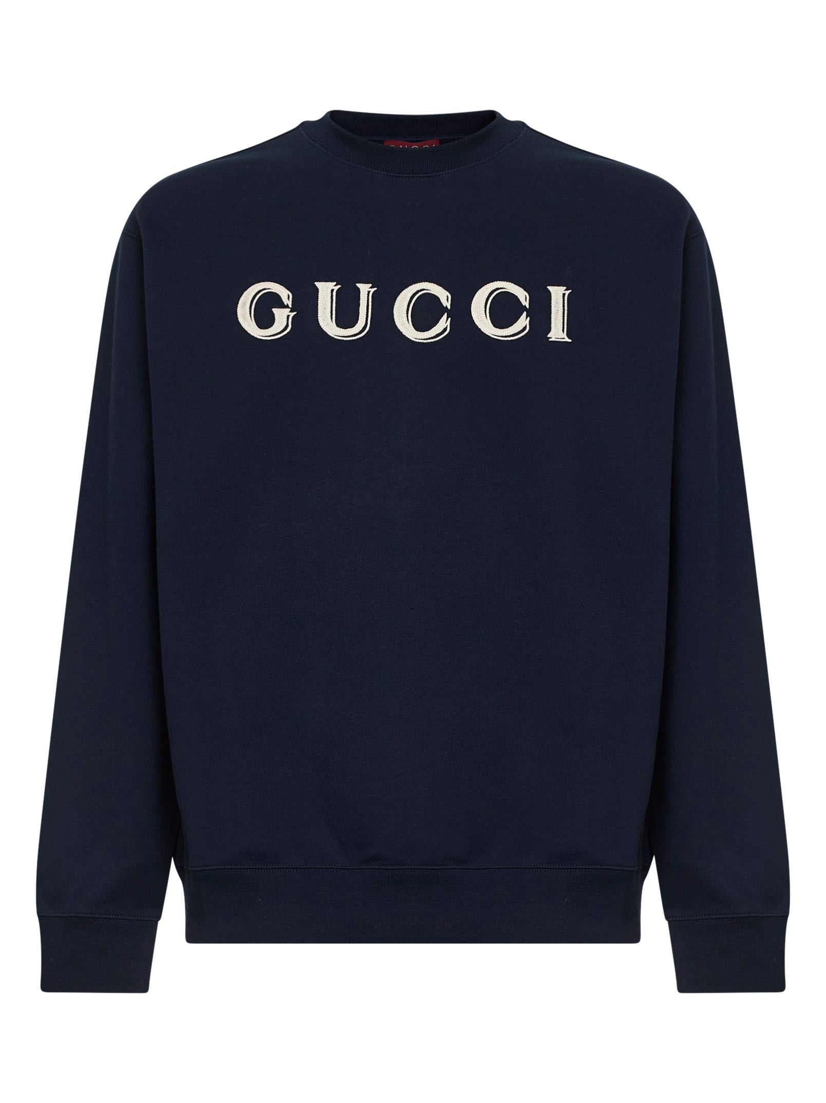 Gucci Men Dark Blue Cotton Jersey Embroidered Sweatshirt GUCCI