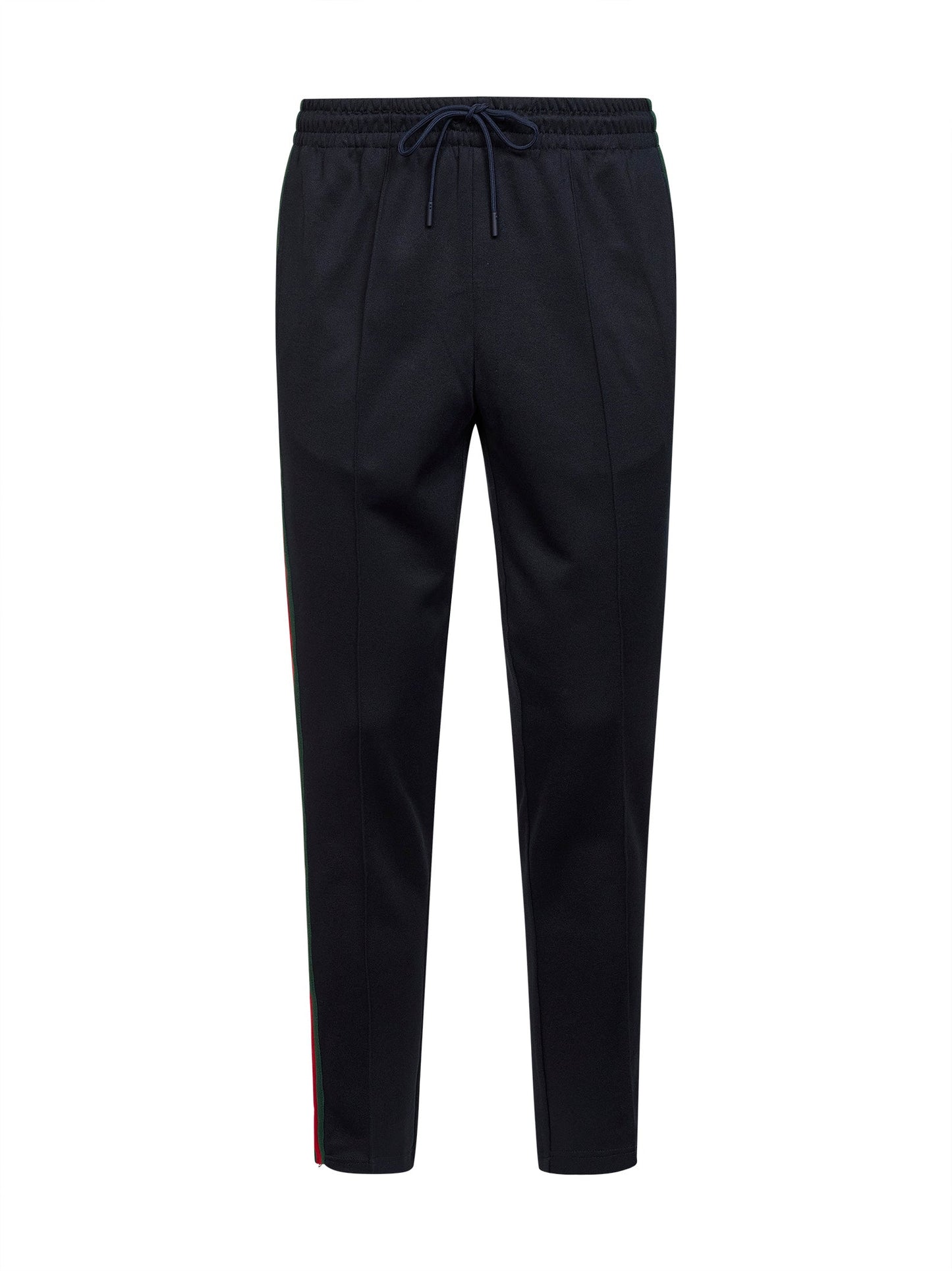 Gucci Men Dark Blue Technical Jersey Jogging Trousers With Web GUCCI