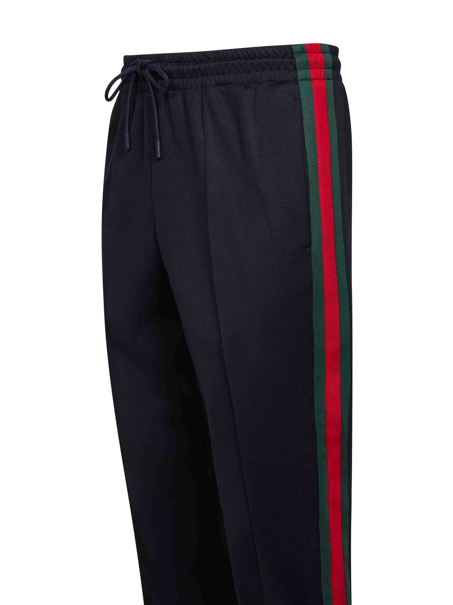 Gucci Men Dark Blue Technical Jersey Jogging Trousers With Web GUCCI