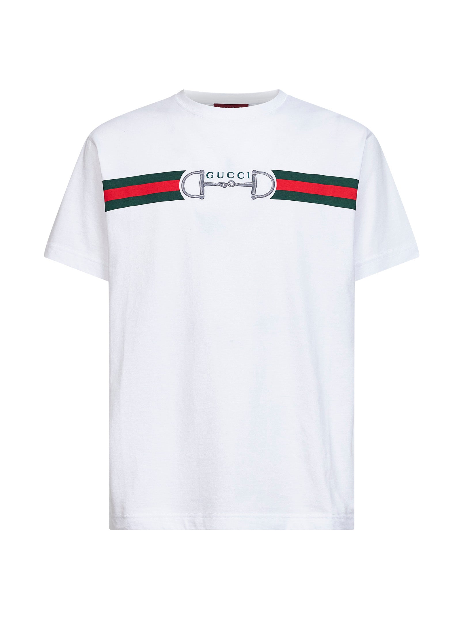 Gucci Men White Cotton Jersey Embroidered T-Shirt GUCCI