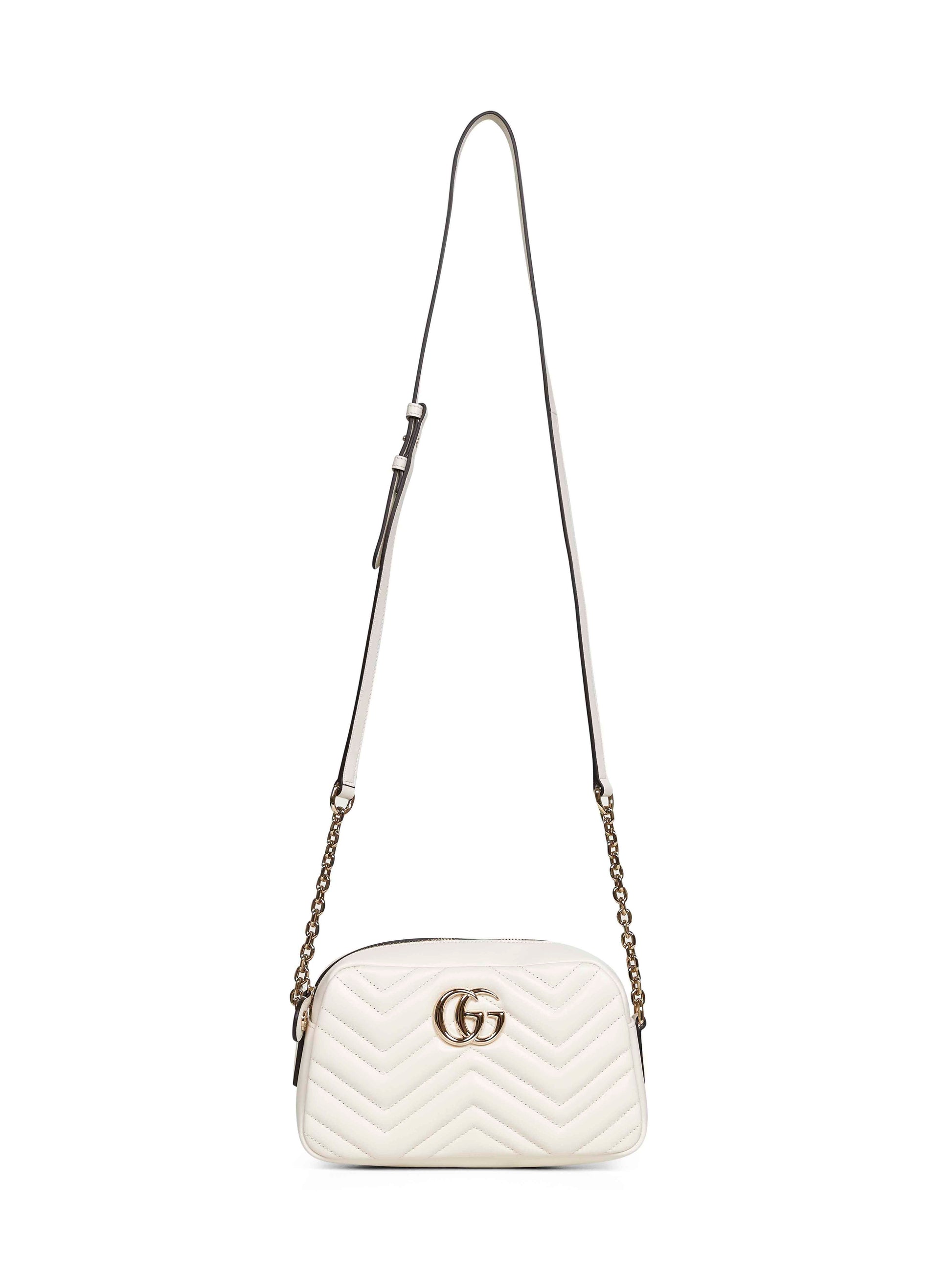 Gucci Women Dusty White Gg Marmont Small Camera Bag GUCCI