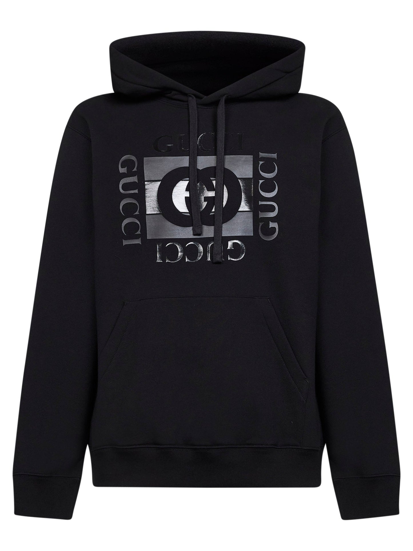 Gucci Men Black Cotton Jersey Printed Hoodie GUCCI