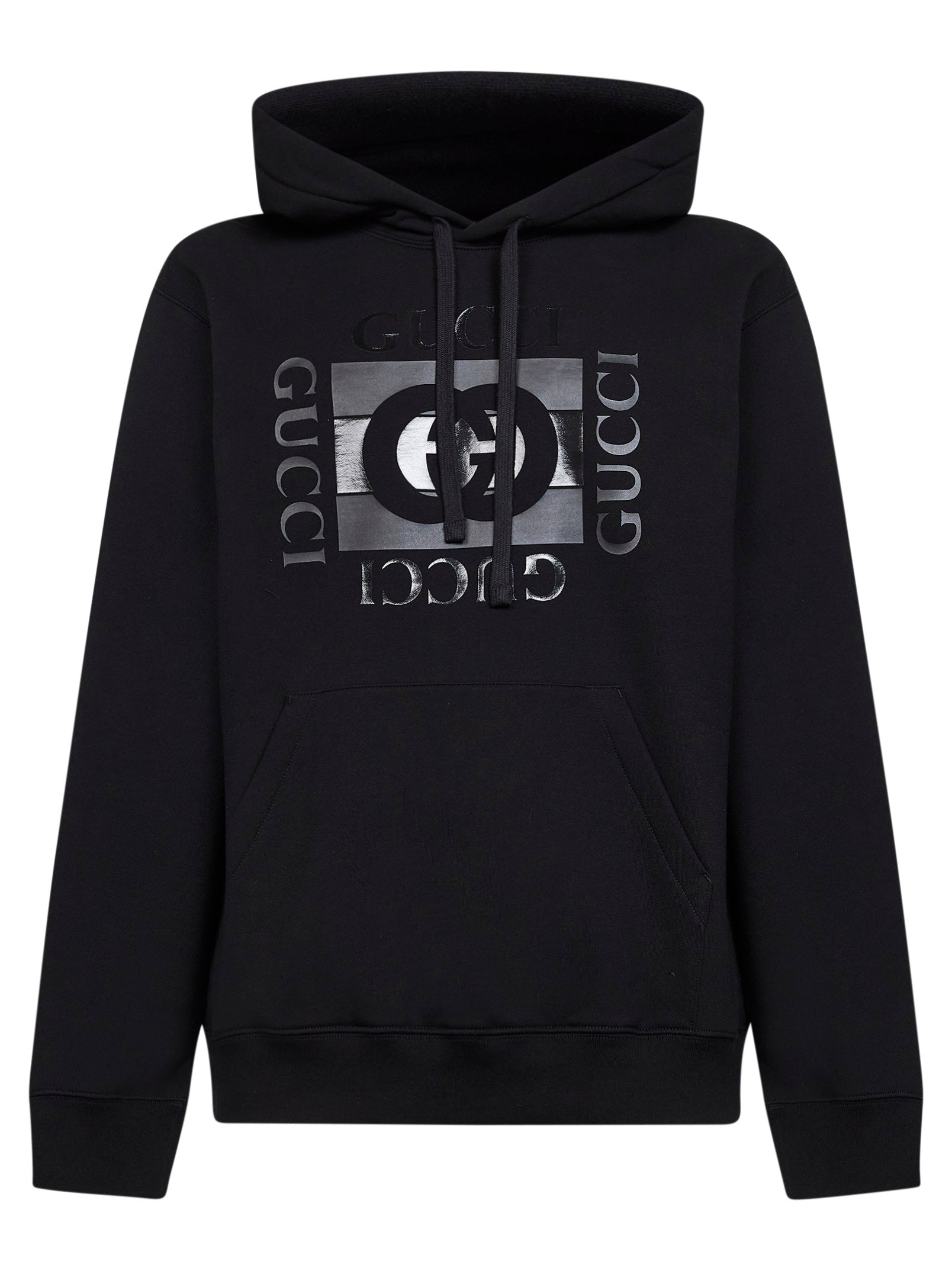 Gucci Men Black Cotton Jersey Printed Hoodie GUCCI