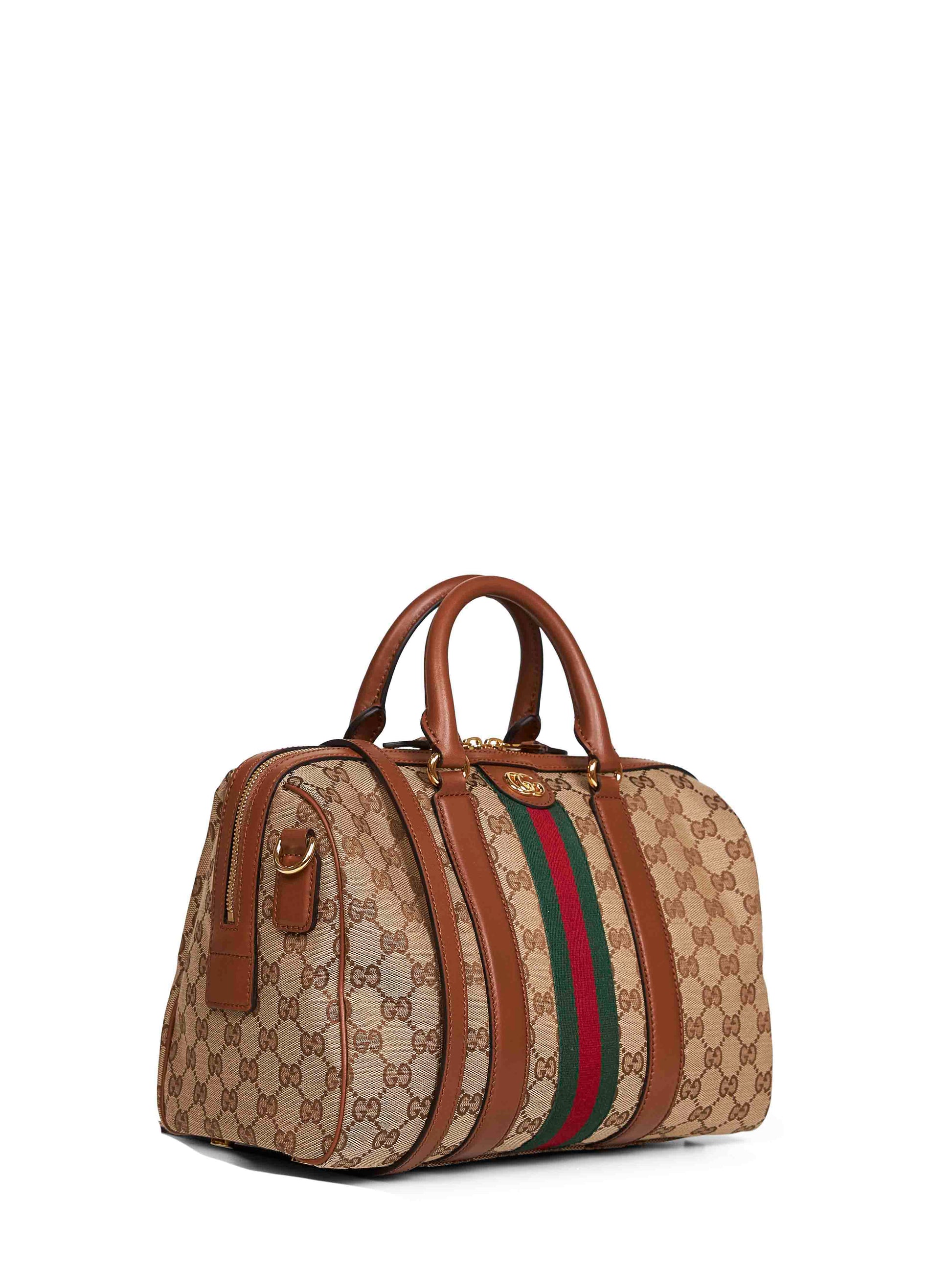 Gucci Women Beige And Brown Ophidia Medium Boston Bag GUCCI