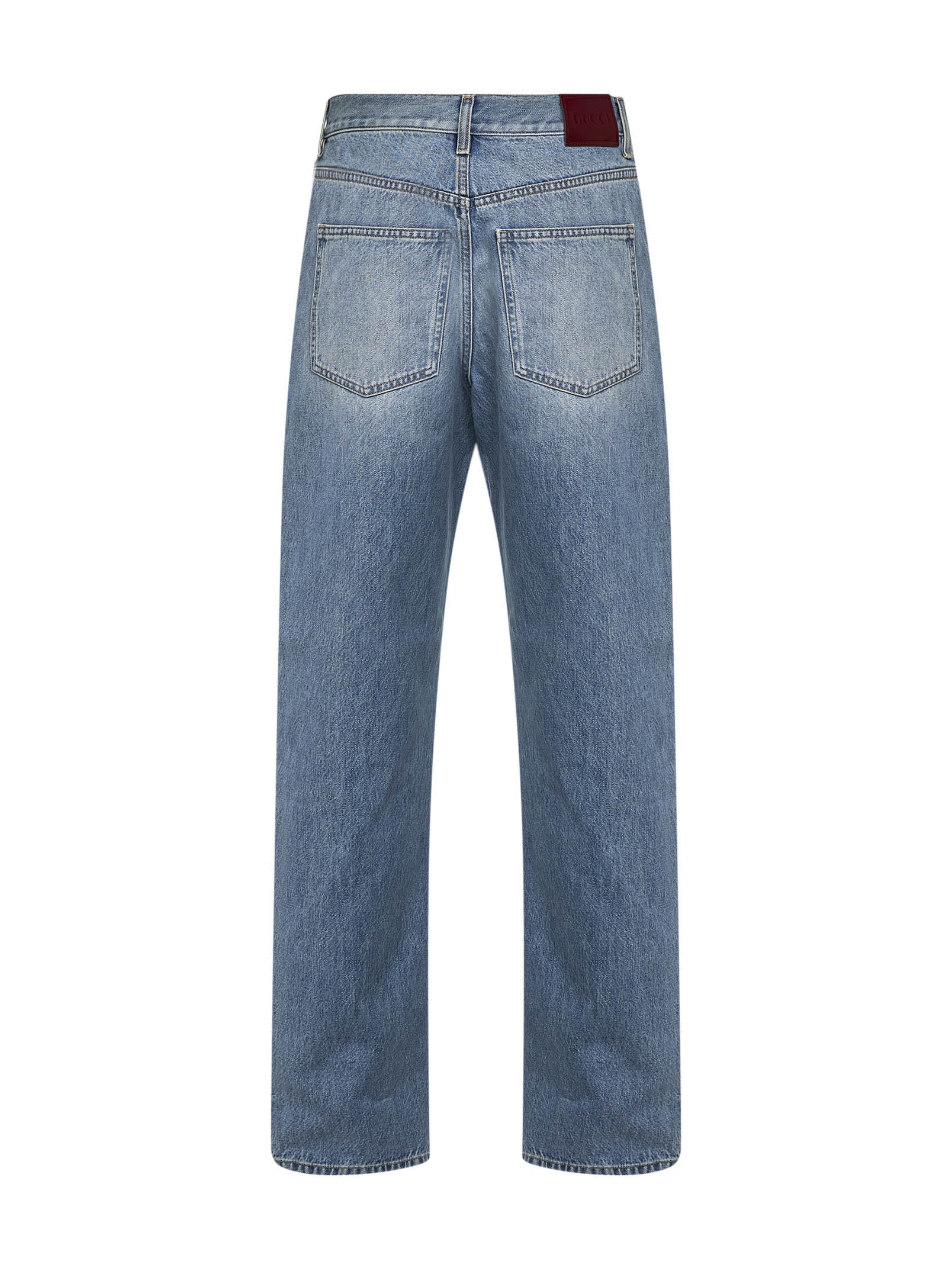 Gucci Women Light Blue Cotton Denim Straight Jeans GUCCI