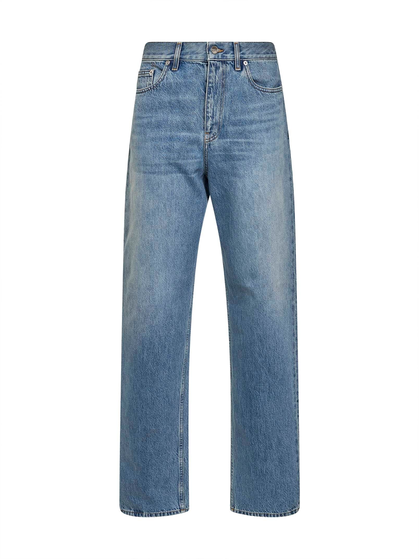 Gucci Women Light Blue Cotton Denim Straight Jeans GUCCI